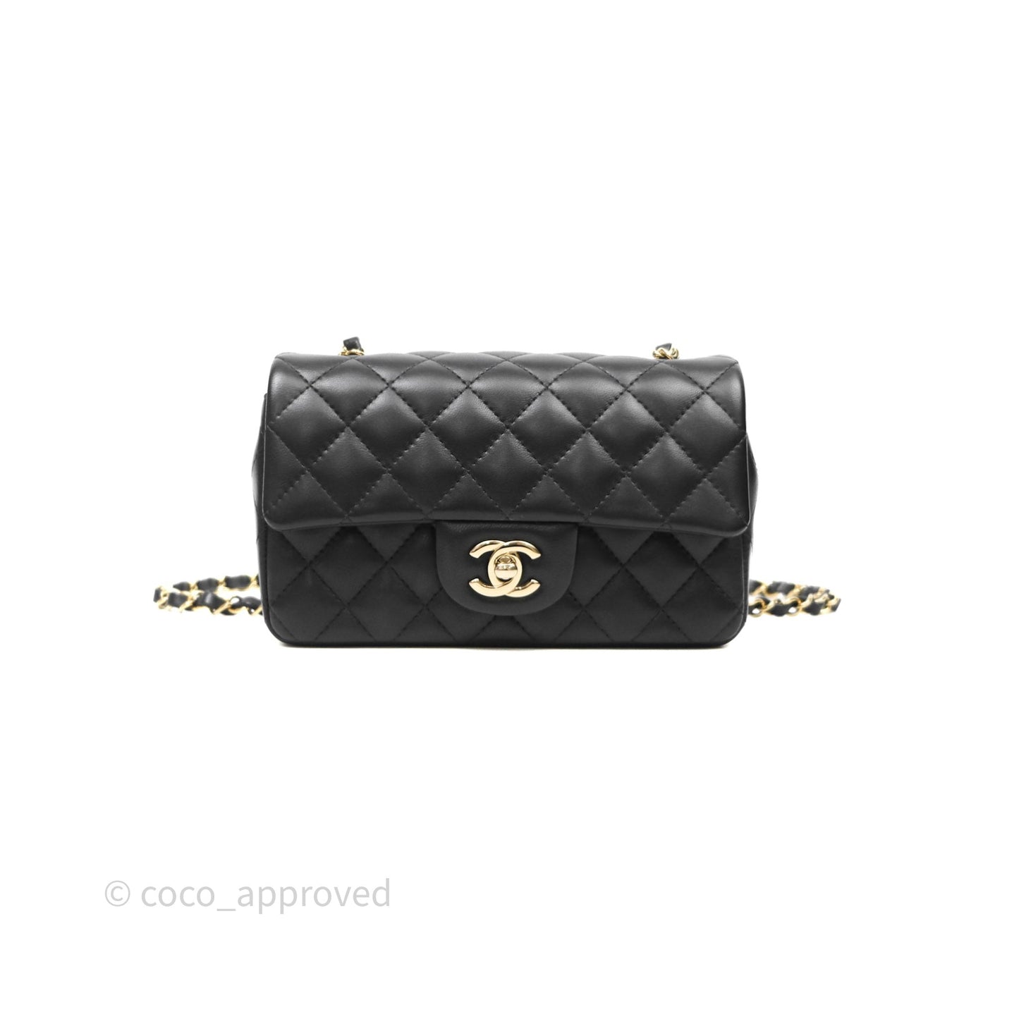 Chanel Mini Rectangular Black Lambskin Bag Gold Hardware