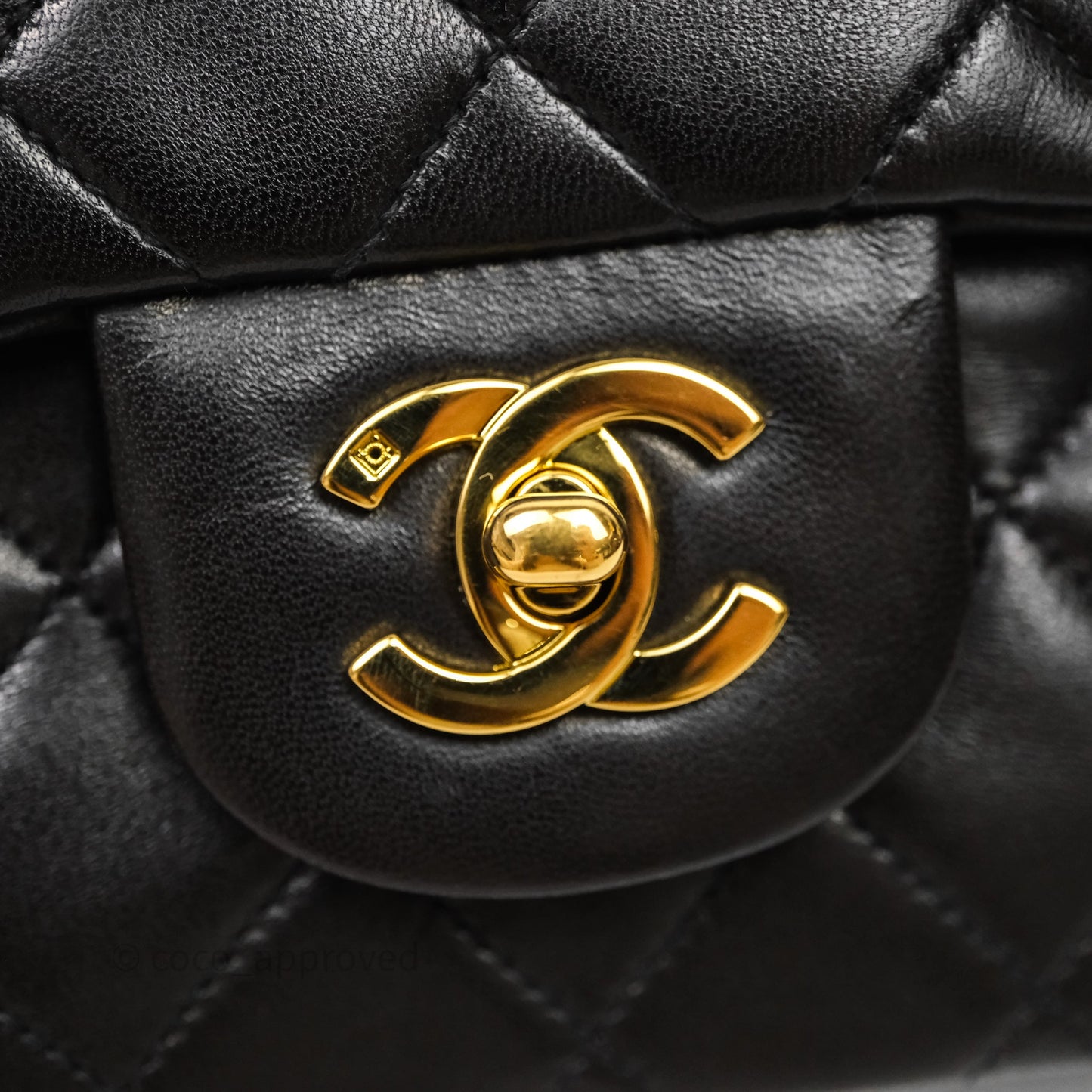 Chanel Vintage Classic Small Flap Bag Black Lambskin 24K Gold Hardware