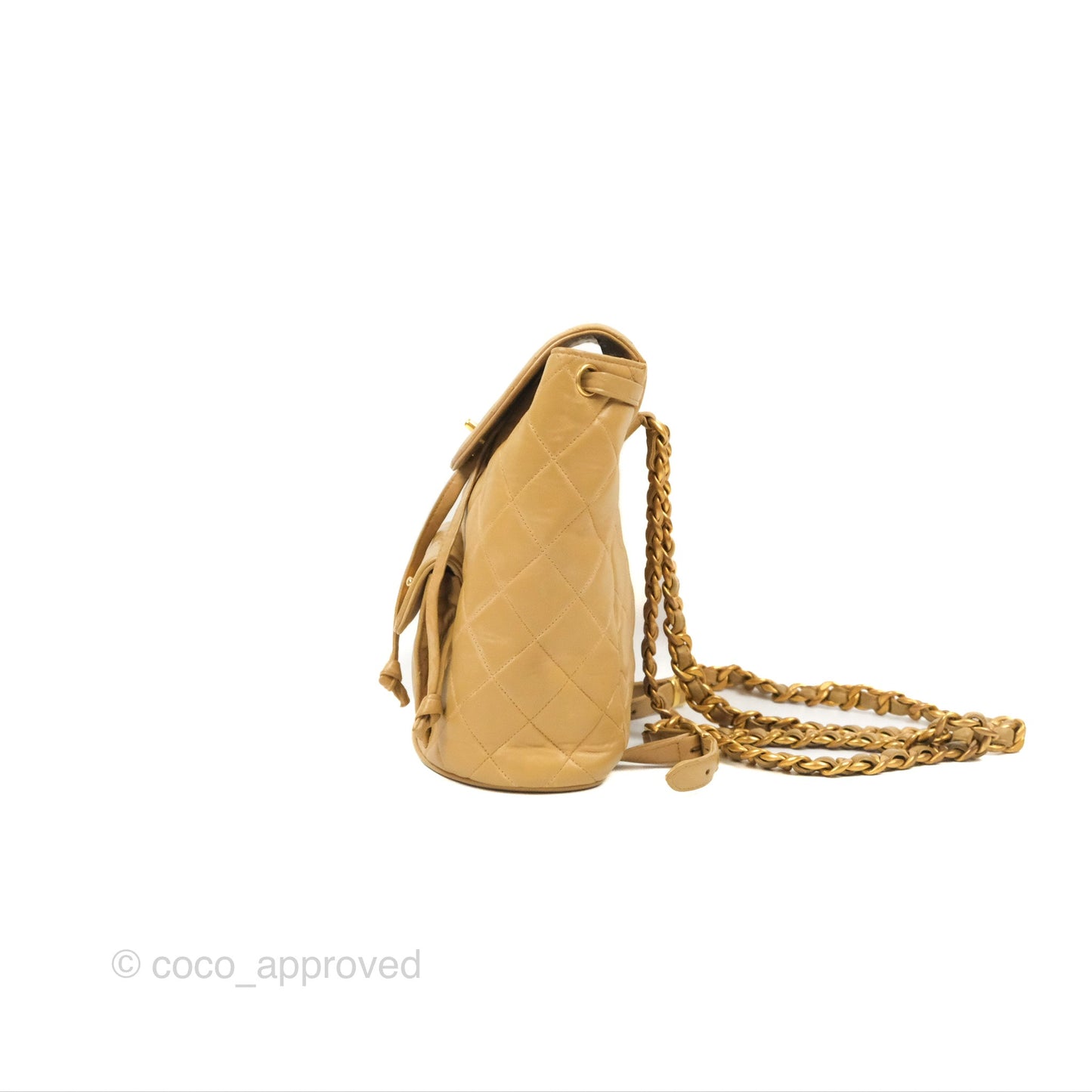 Chanel Vintage CC Duma Backpack Beige Lambskin 24K Gold Hardware