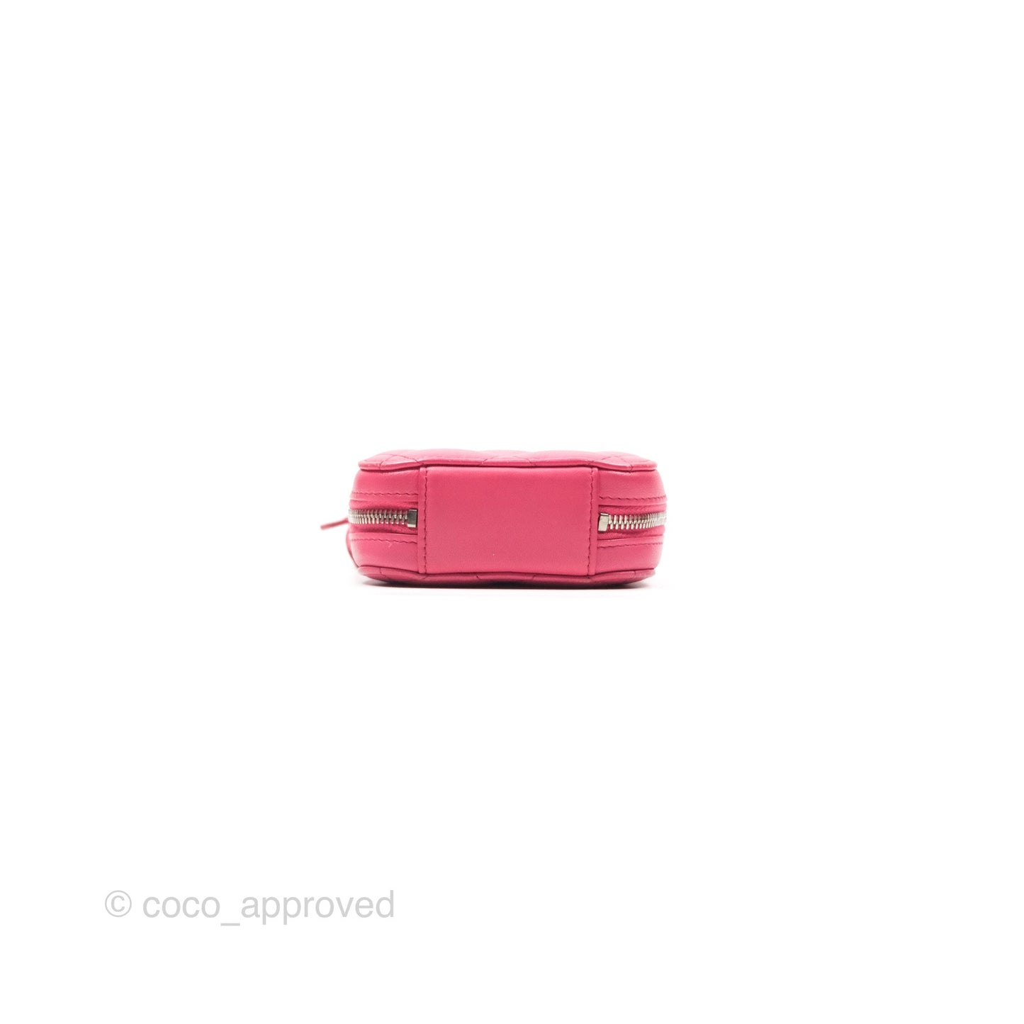 Chanel Quilted Phone Holder Pink Lambskin Silver Hardware