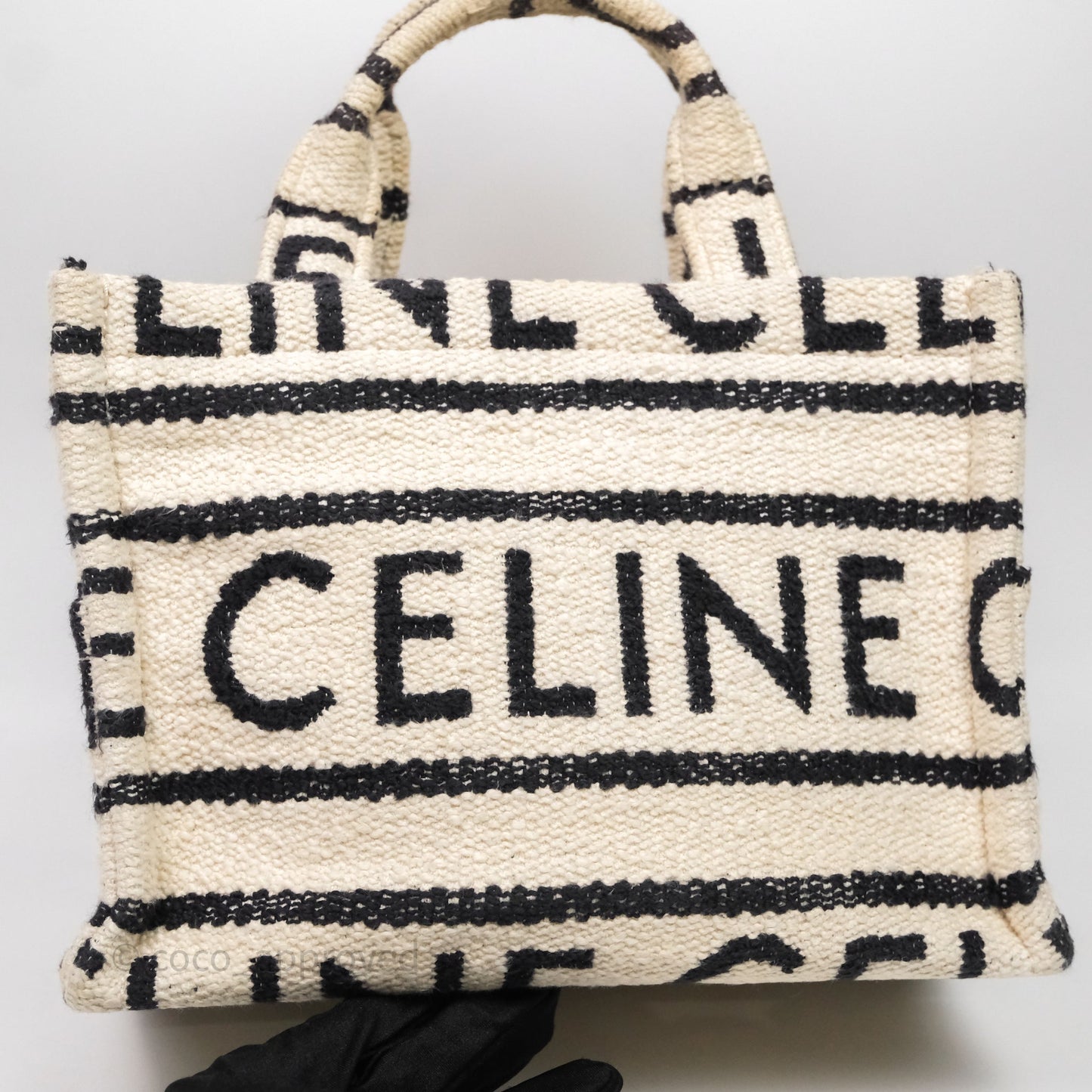 Celine Small Cabas Thais Textile with Celine All-Over White