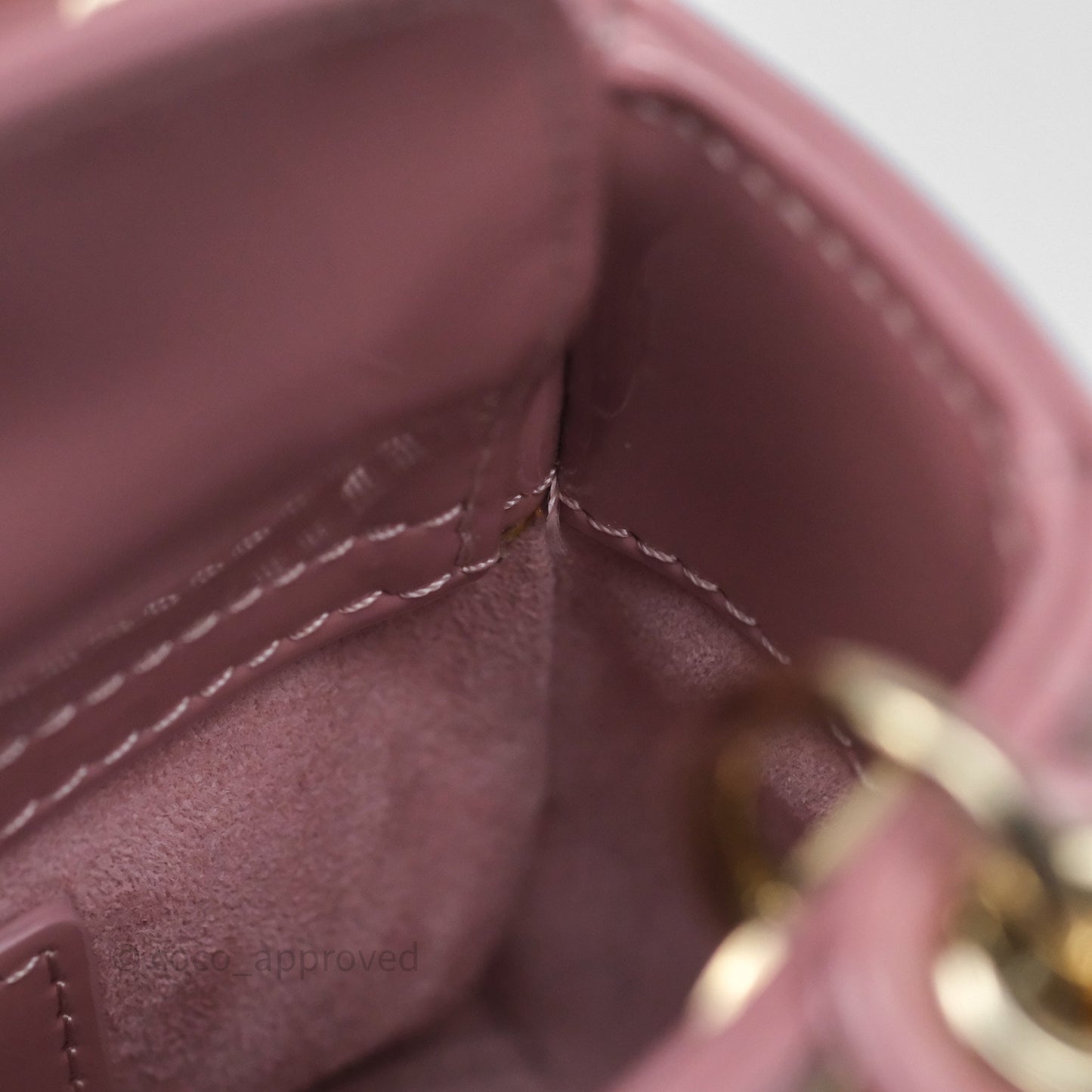 Christian Dior Micro Lady Dior Pink Patent Cannage Calfskin Gold Hardware