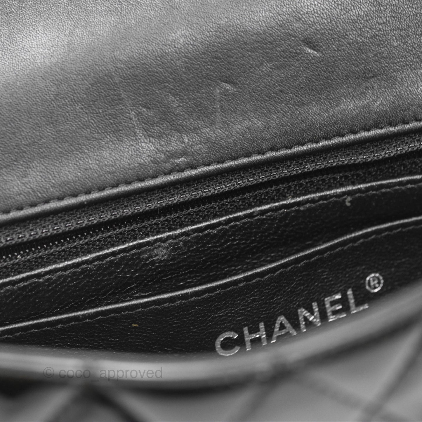 Chanel Quilted Mini Rectangular Flap Black Patent Silver Hardware