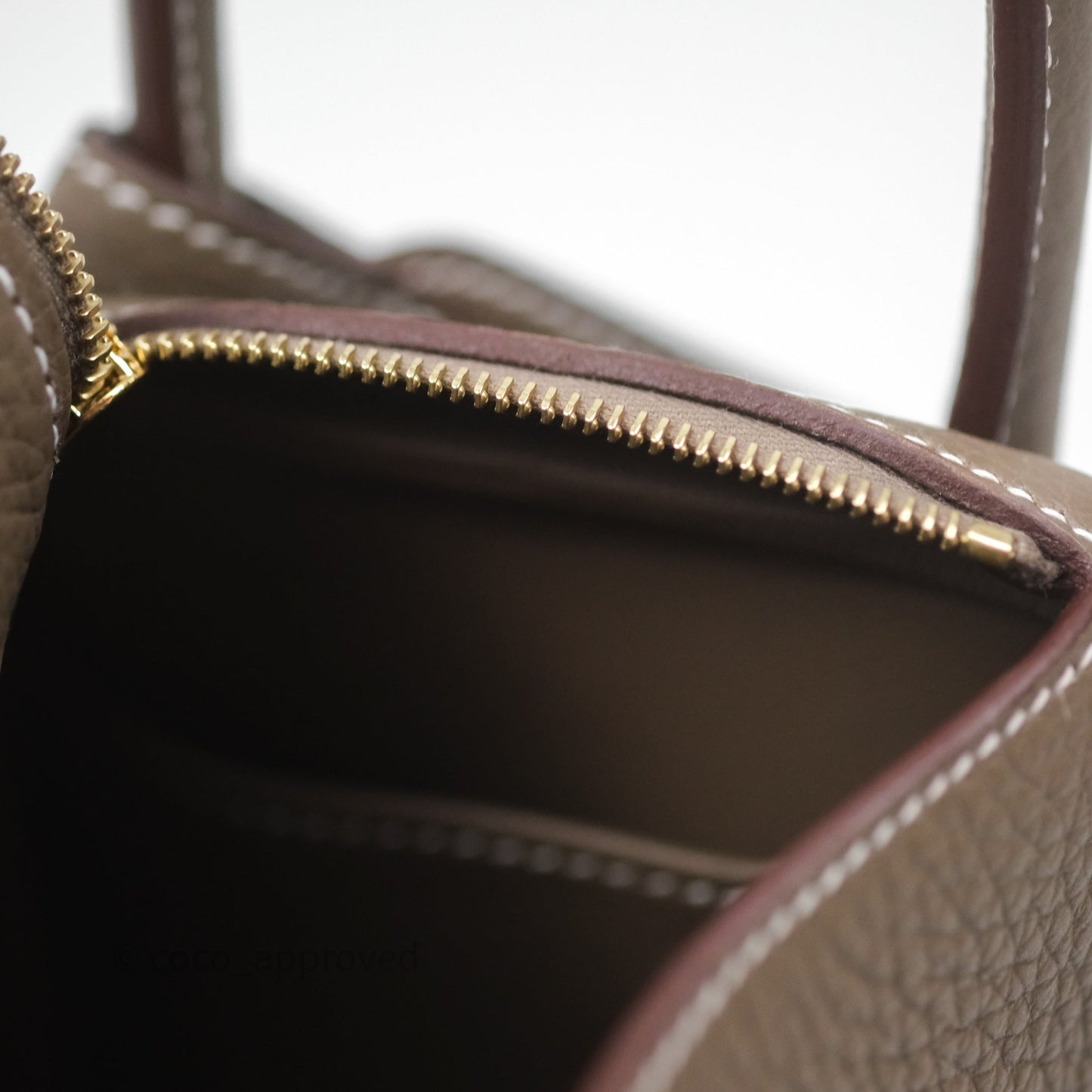 Hermès Mini Lindy 20 Etoupe 18 Clemence Gold Hardware