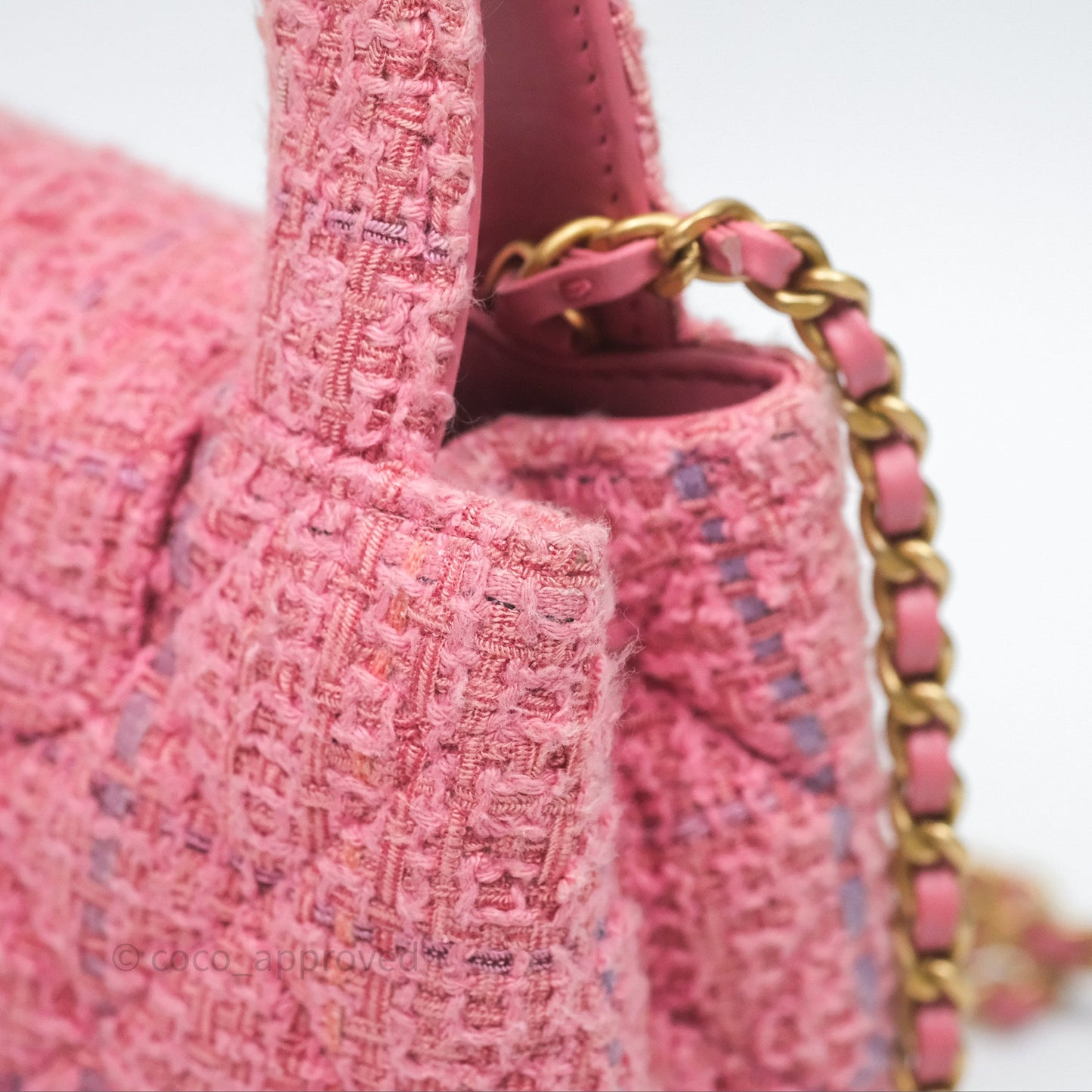 Chanel Kelly Bag Pink Tweed Aged Gold Hardware