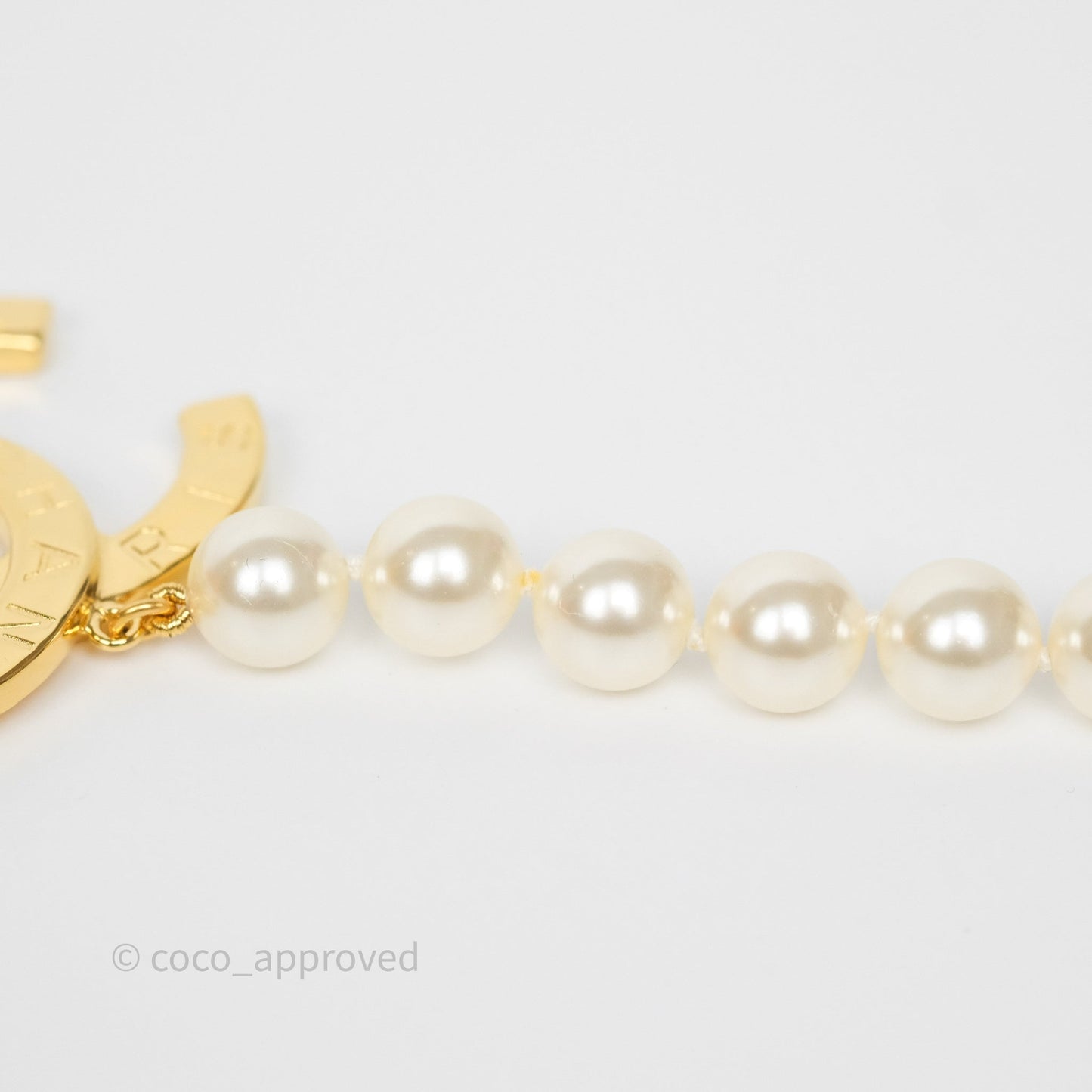 Chanel CC Pearl Long Necklace Gold Tone 20A