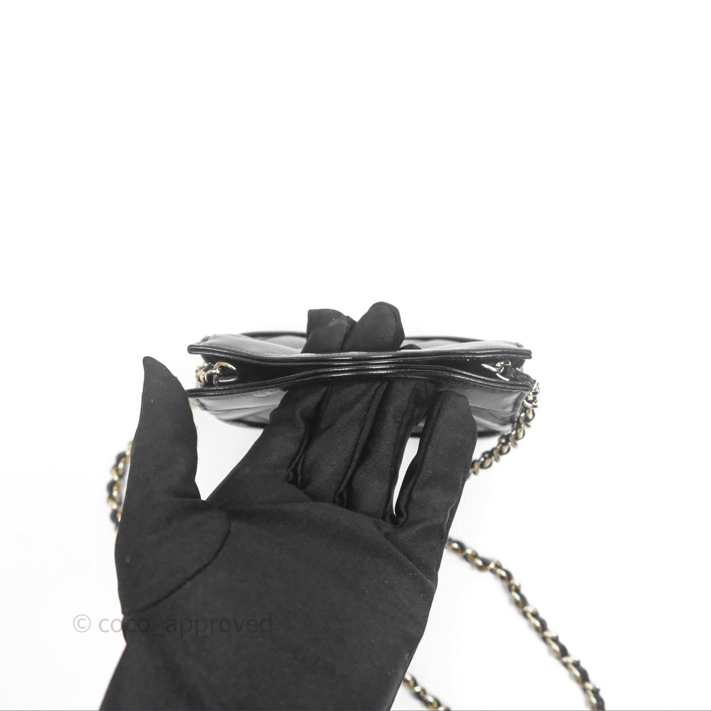Chanel Micro 31 Clutch With Chain Black Shiny Calfskin Gold Hardware