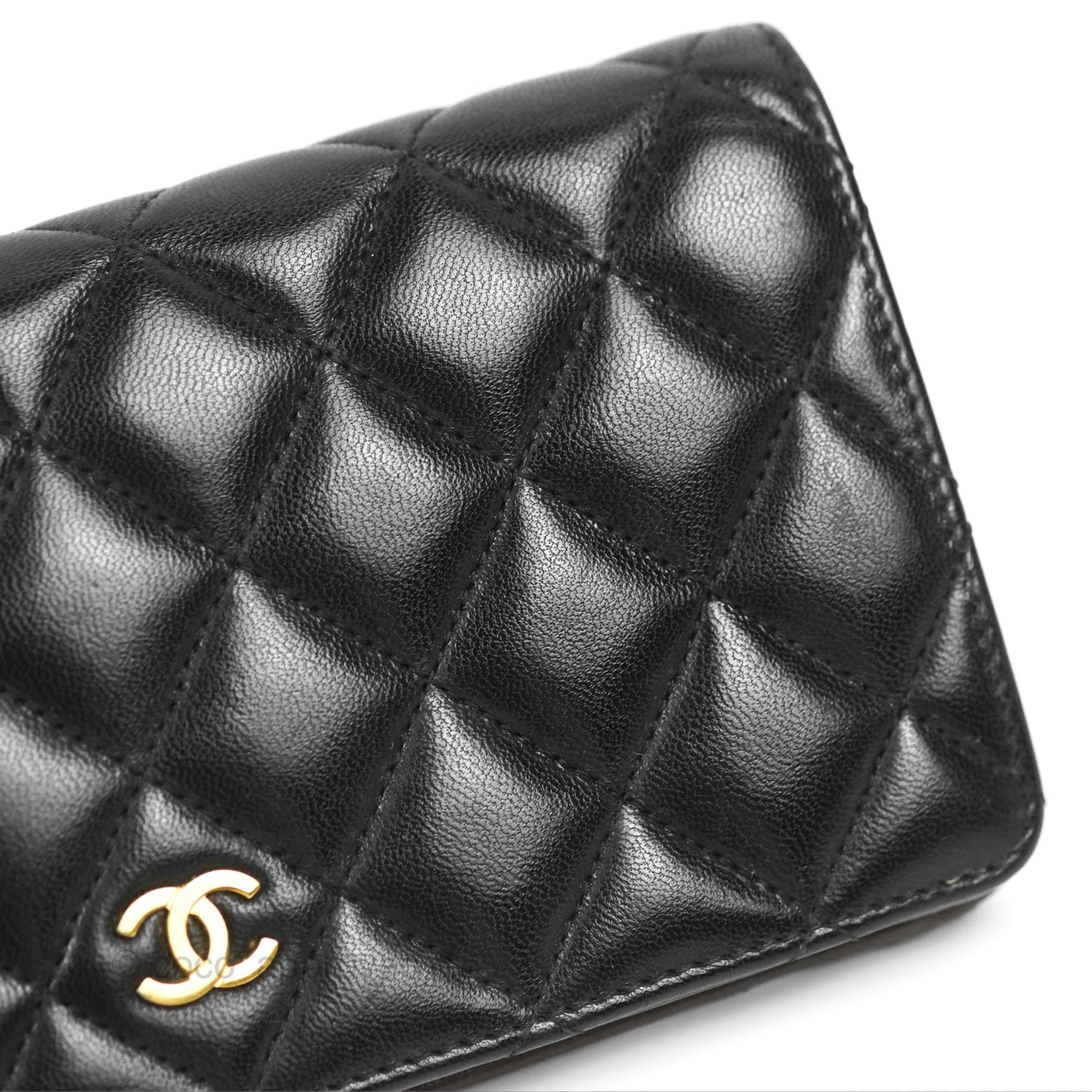 Chanel Classic Long Wallet Quilted Black Lambskin Gold Hardware
