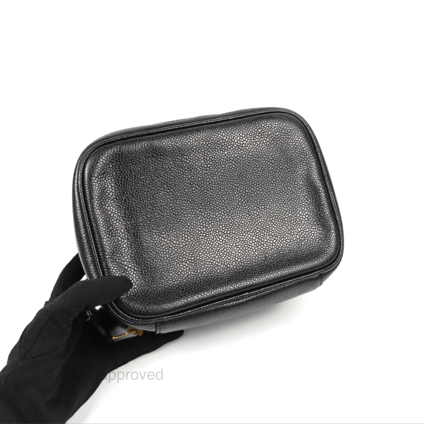 Chanel Vintage Vanity Case Black Caviar Gold Hardware