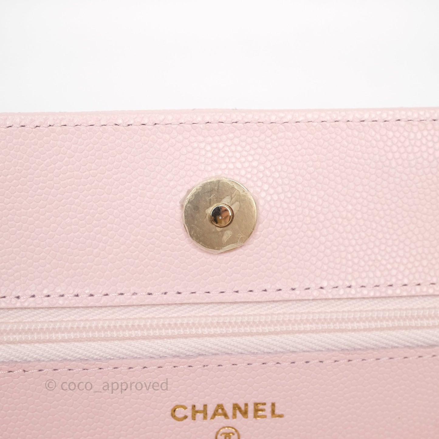 Chanel Classic Quilted Wallet on Chain WOC Light Pink Caviar Gold Hardware