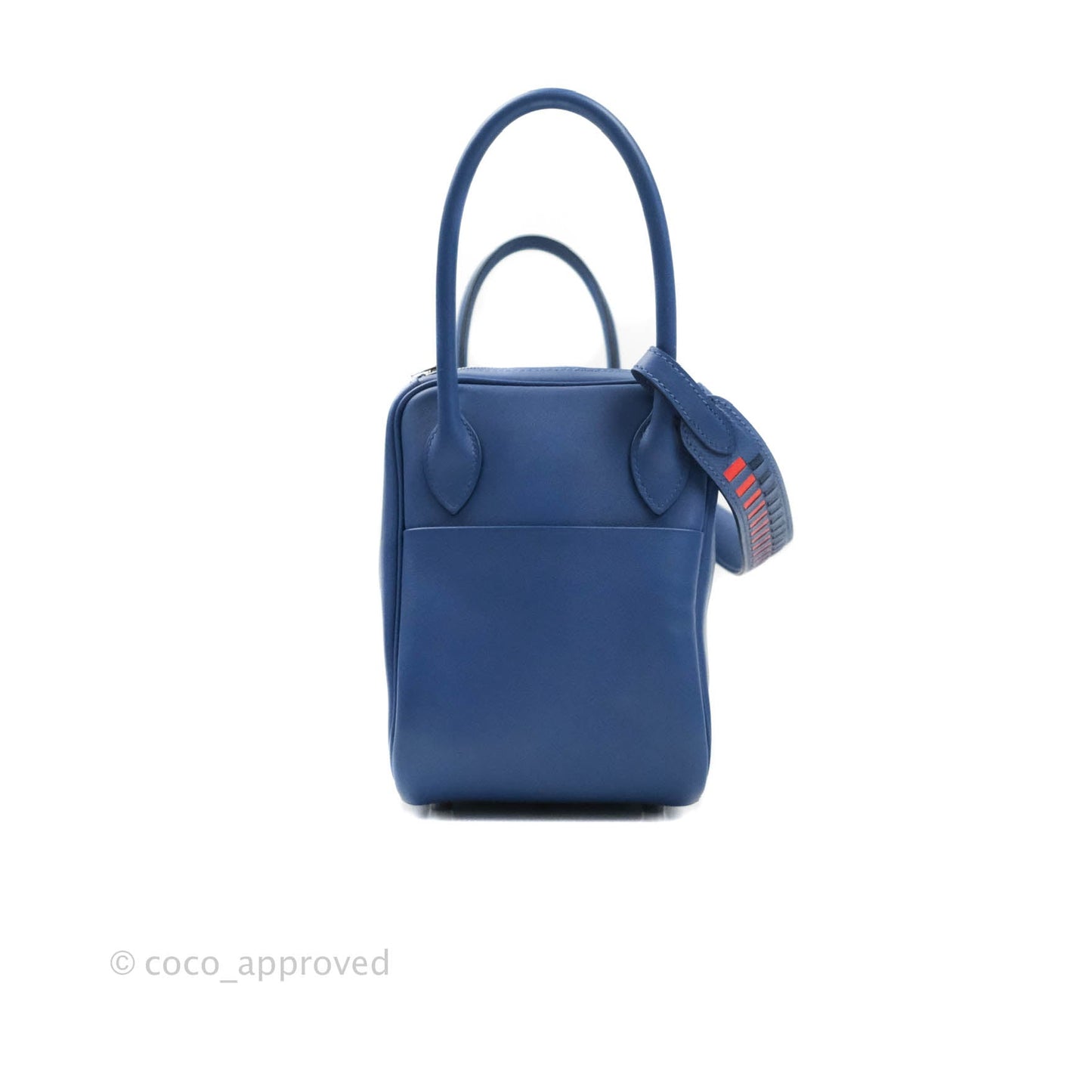 Hermès Lindy 26 Tressage de Cuir Swift Bleu Brighton Palladium Hardware
