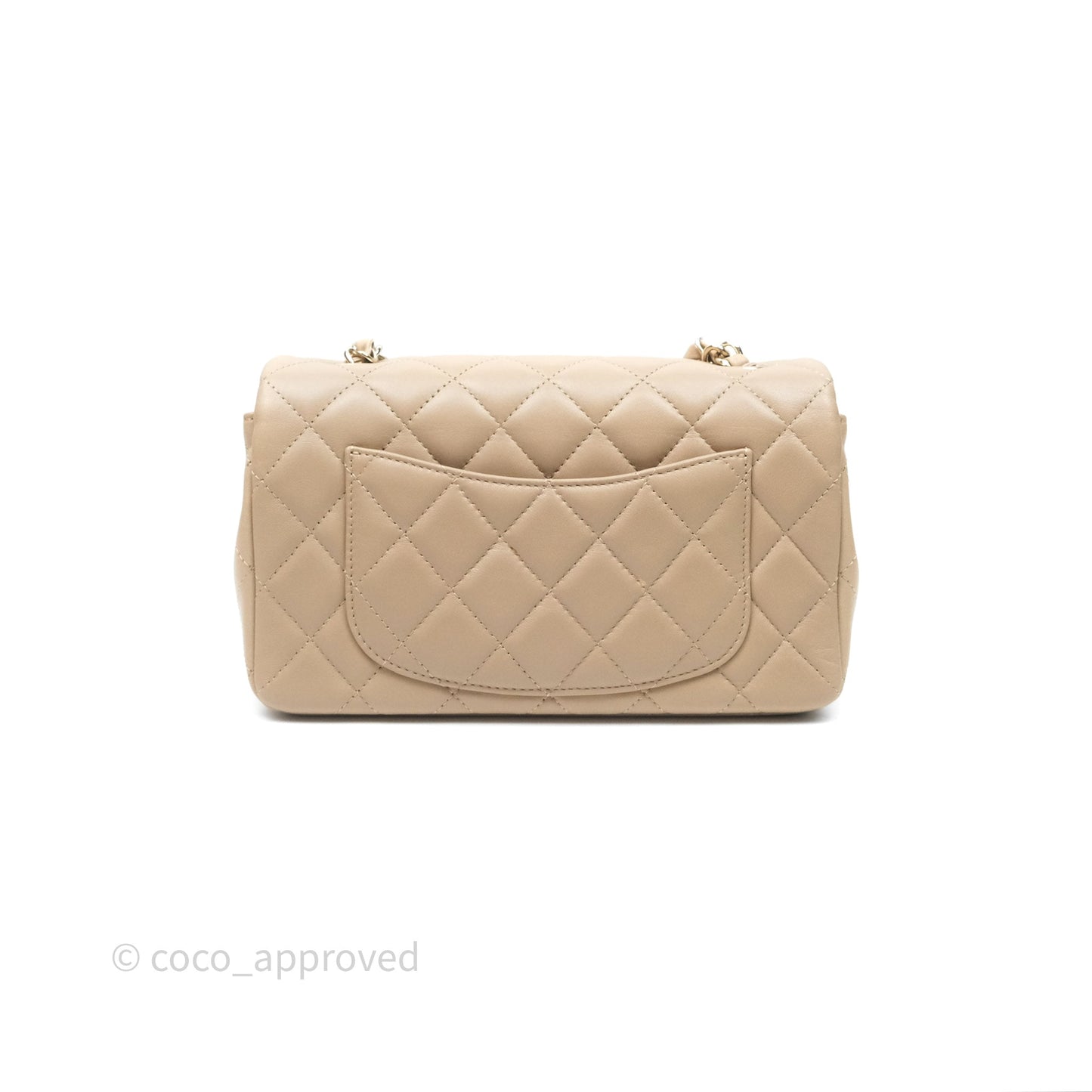 Chanel Quilted Mini Rectangular Flap Beige Lambskin Gold Hardware
