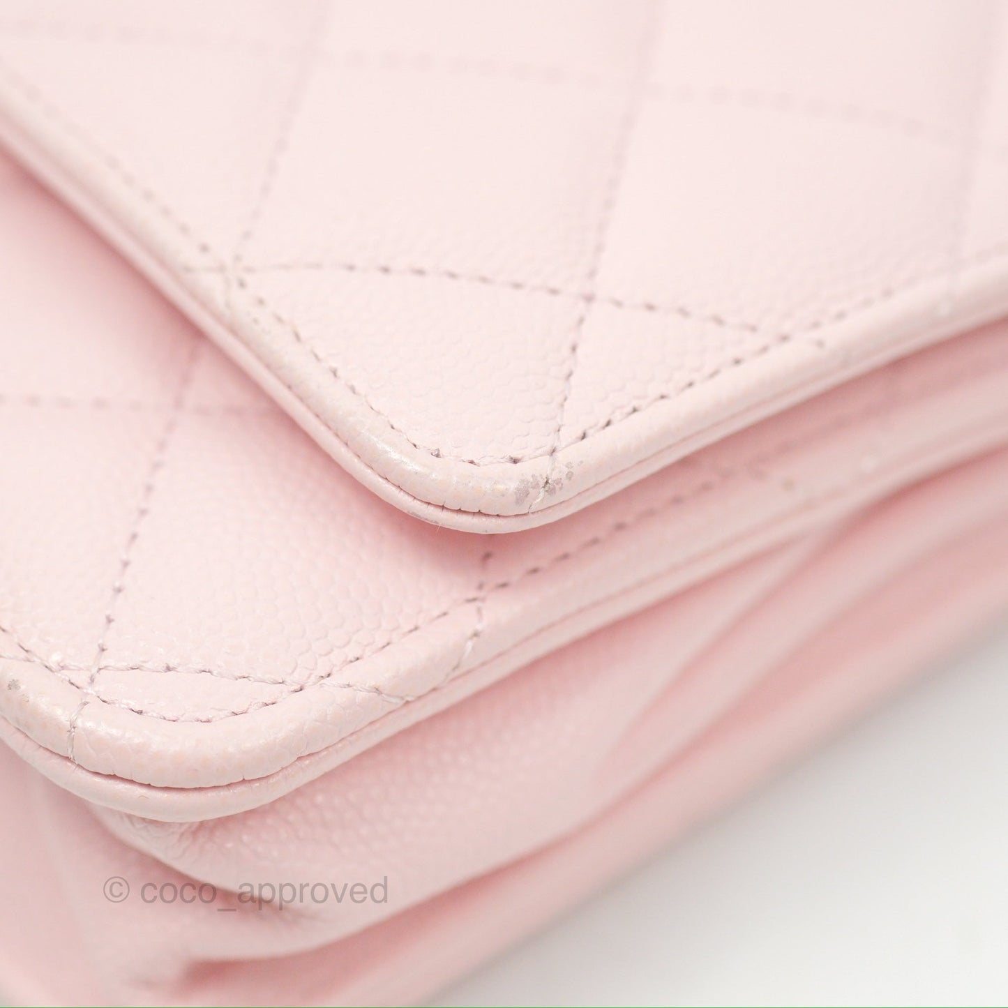 Chanel Quilted Classic Wallet On Chain WOC Pink Caviar Gold Hardware