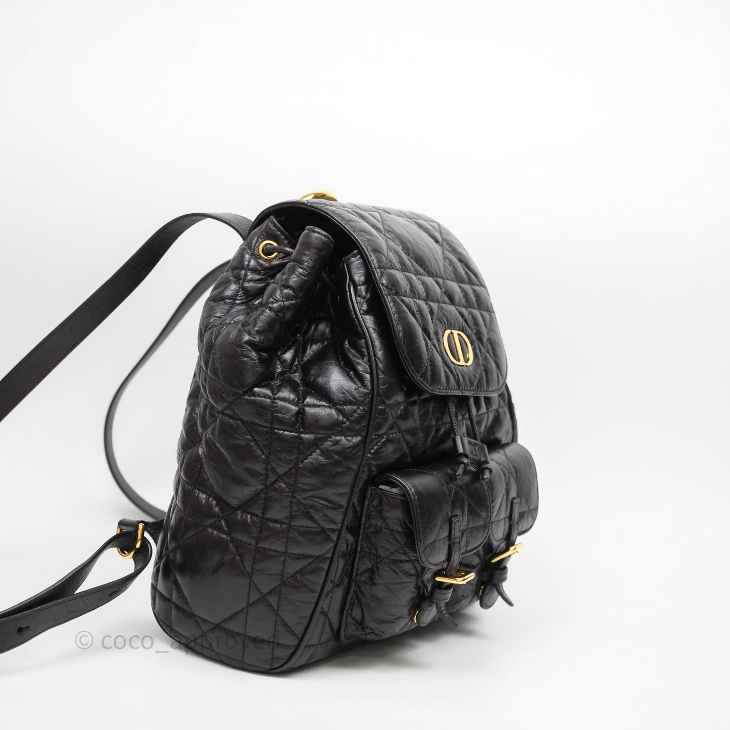 Christian Dior Medium Dior Caro Backpack Black Macrocannage Lambskin