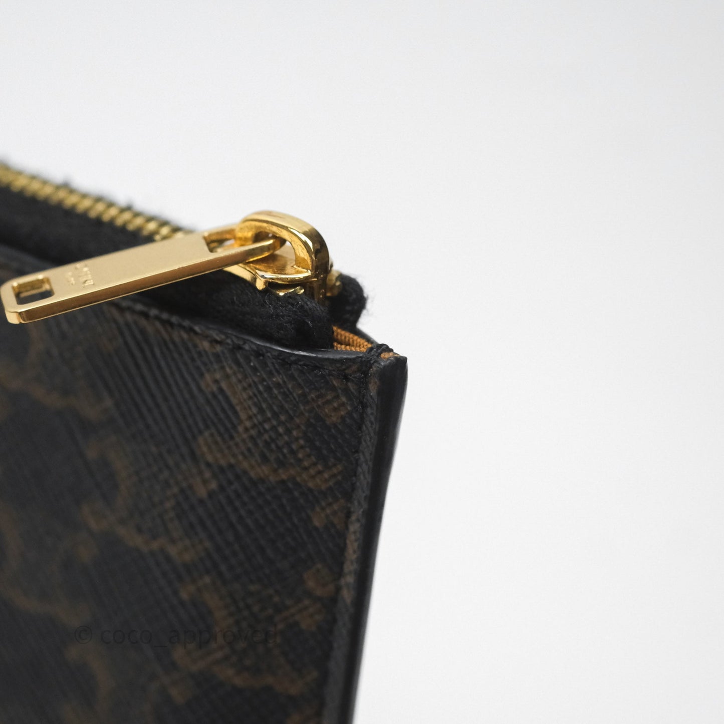 Celine Zipped Purse with Removable Card Holder in Tan Triomphe Canvas/ Lambskin