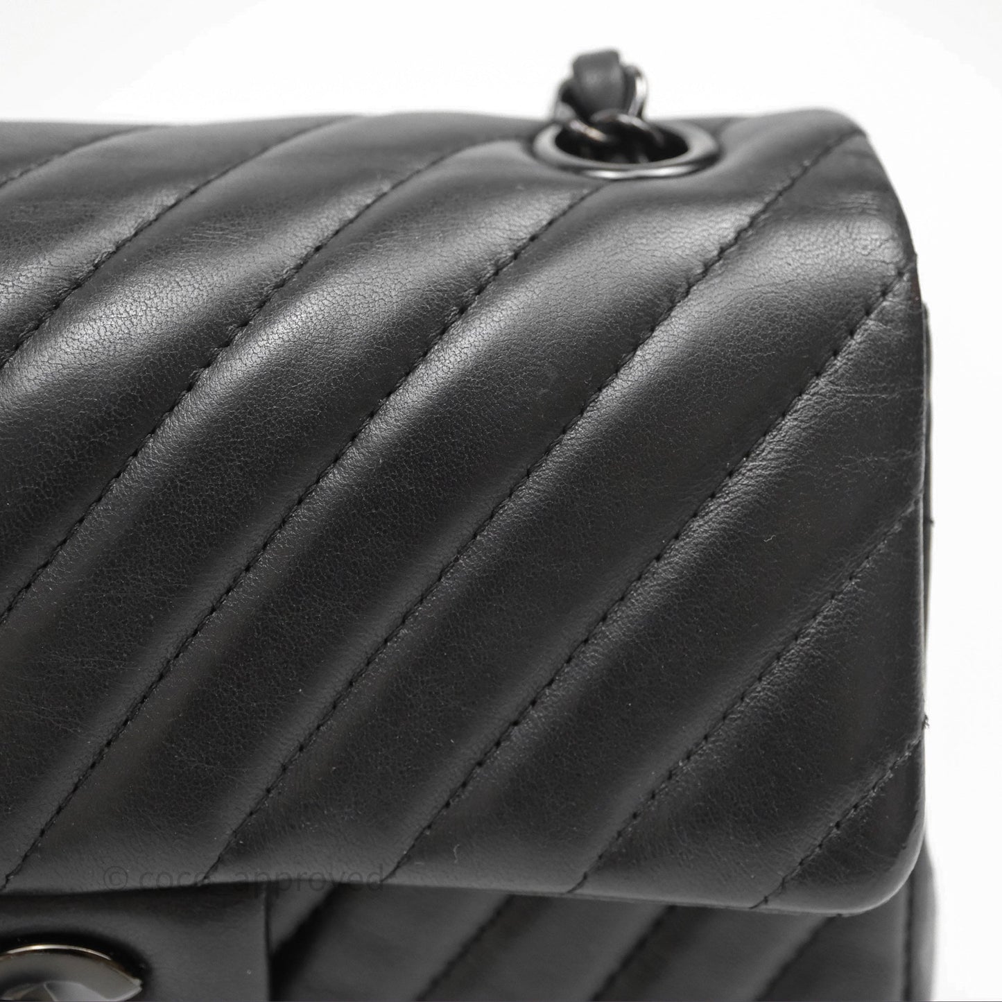 Chanel Quilted Mini Rectangular Chevron Black Lambskin So Black Hardware