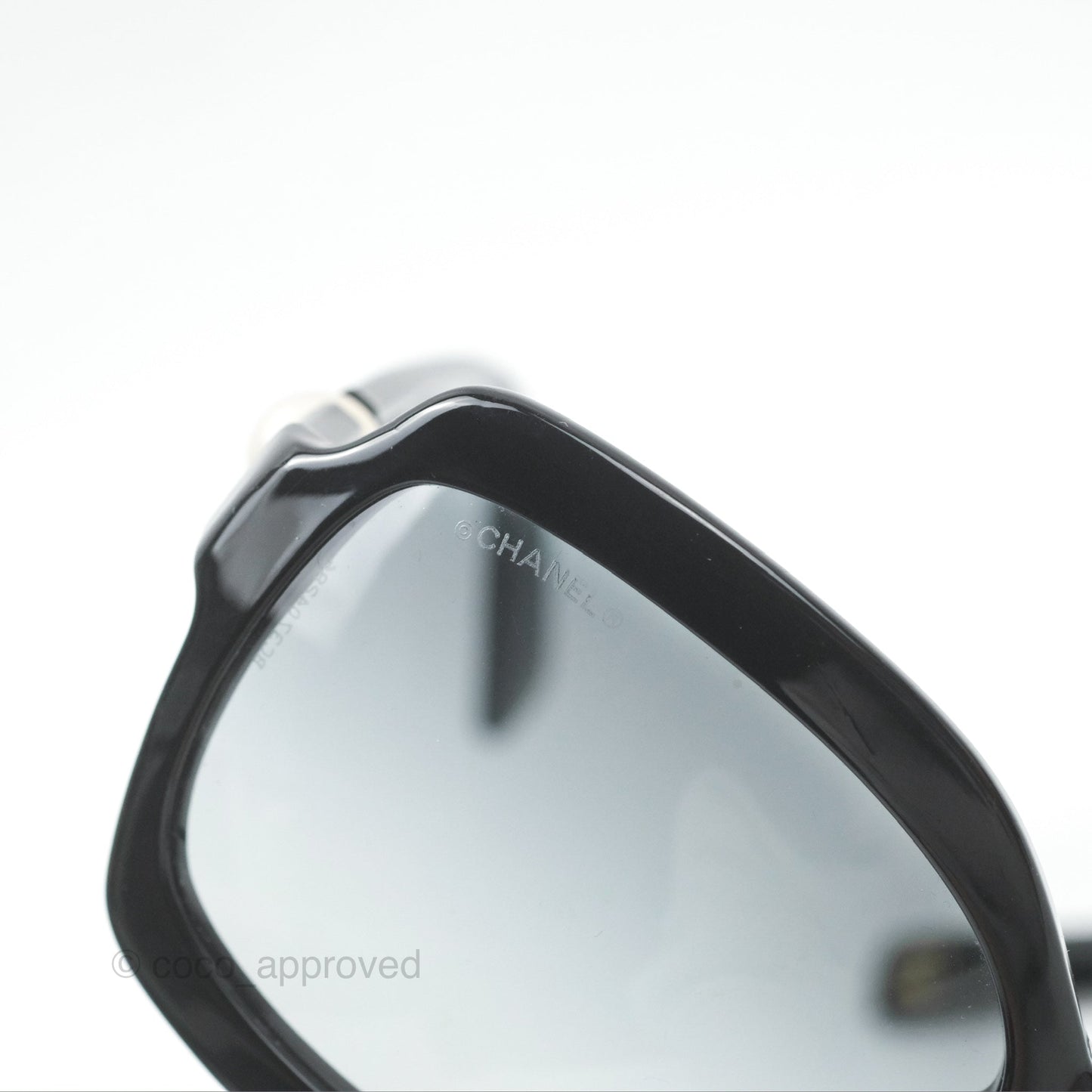 Chanel Acetate Strass Square Pearl Sunglasses Black