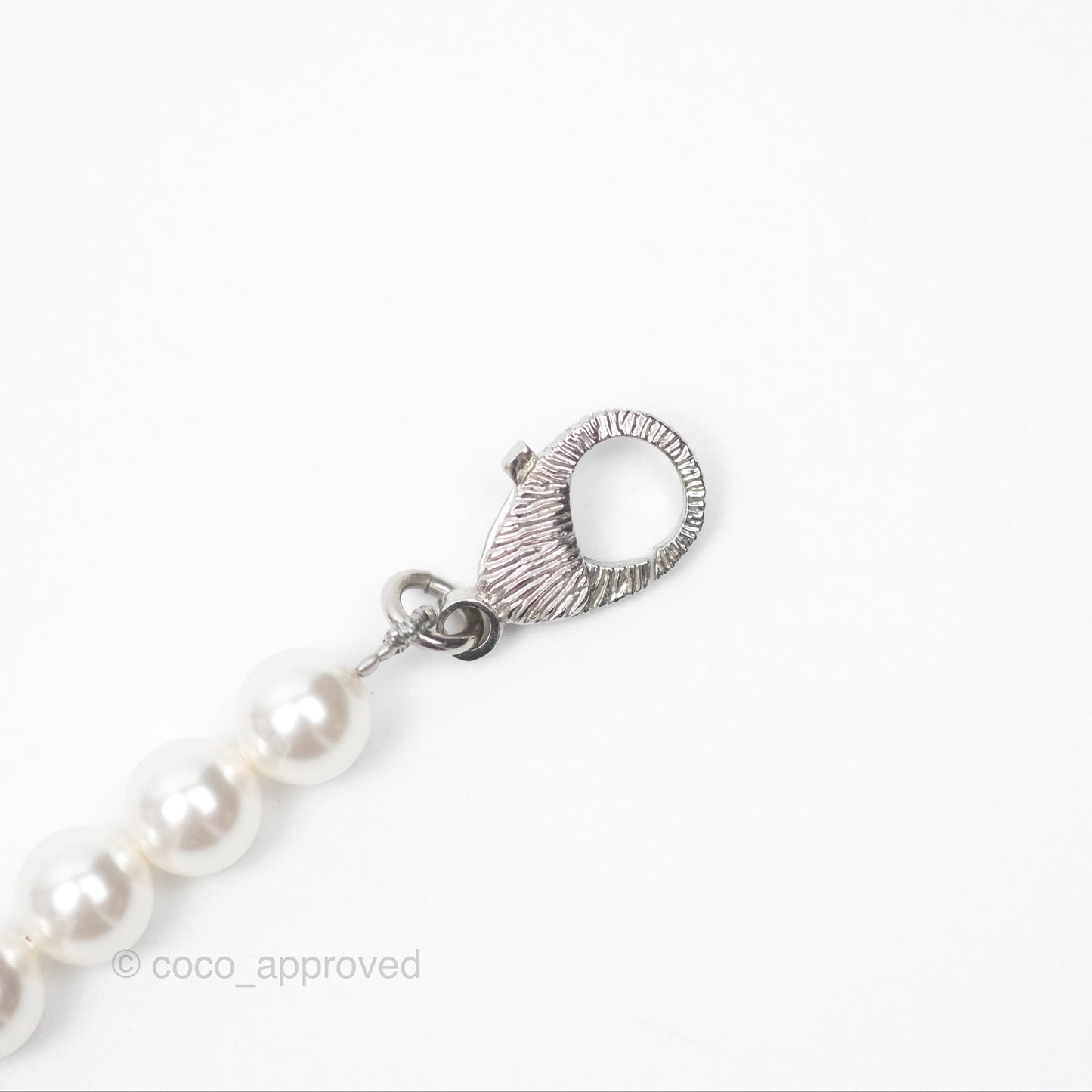 Chanel Crystal Pearl CC Necklace Choker Silver Tone 23S