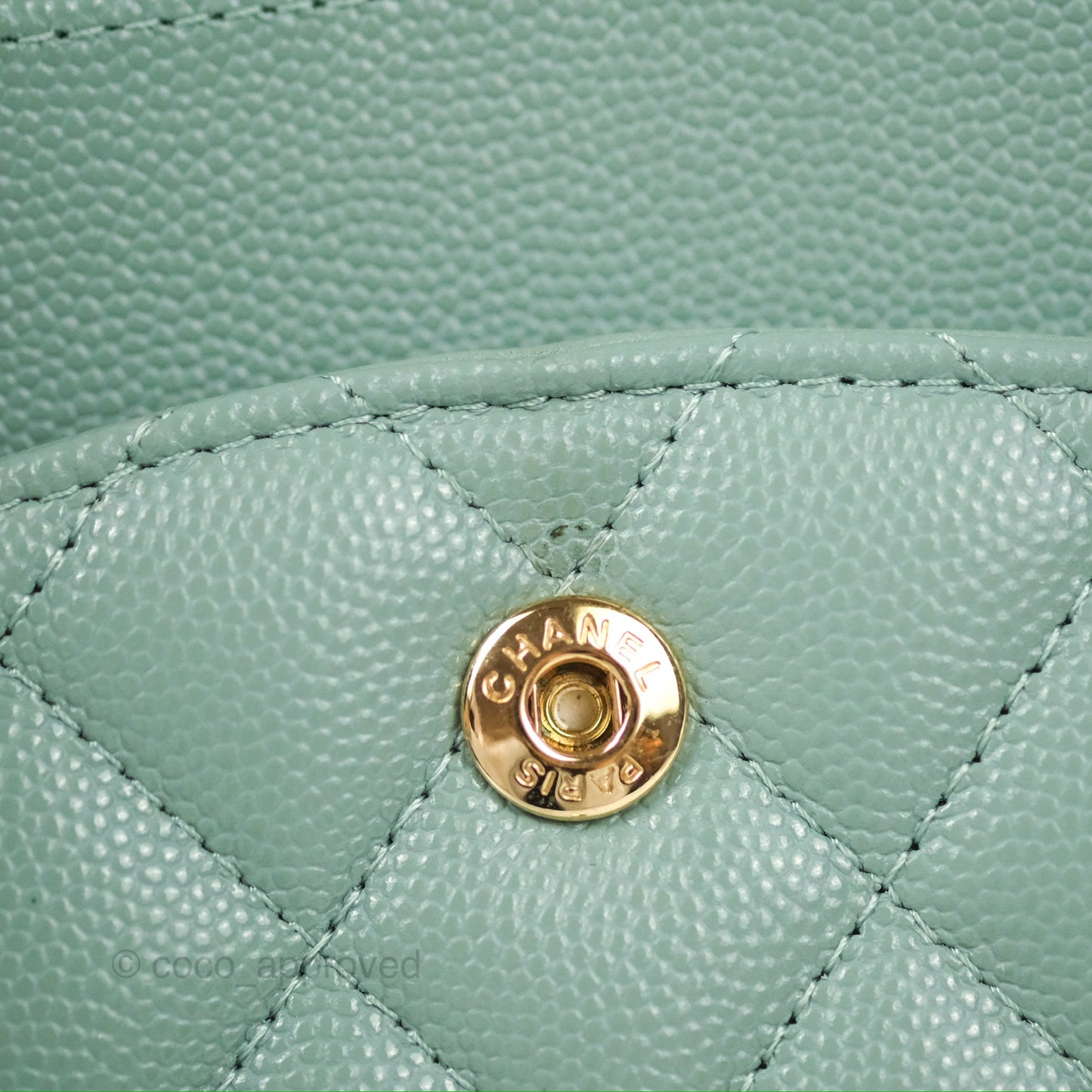 Chanel Classic M/L Medium Flap Quilted Tiffany Green Caviar Gold Hardware