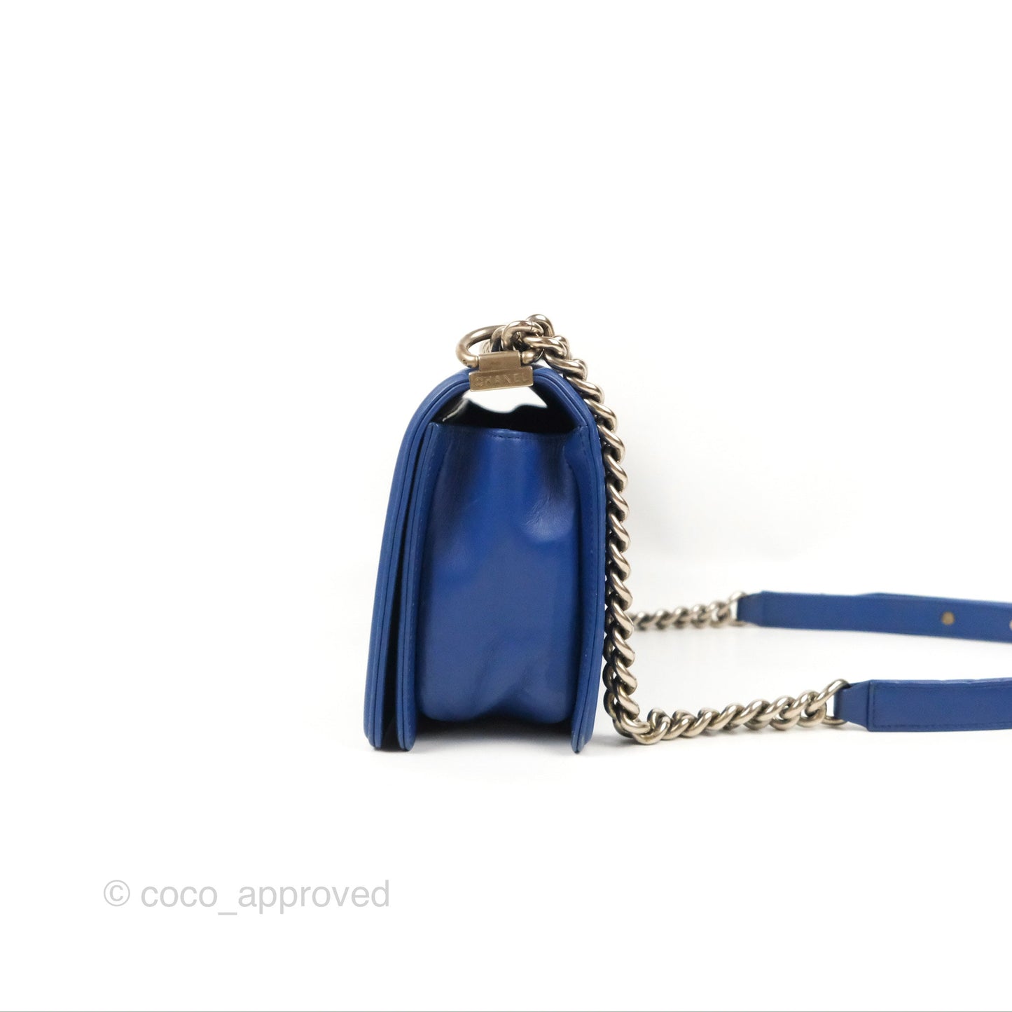 Chanel Medium Boy Blue Python Matte Silver Hardware