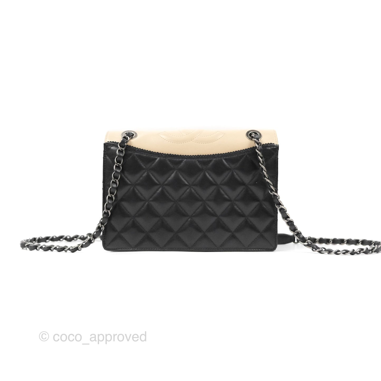 Chanel Quilted Ballerine Flap Light Beige Black Calfskin Ruthenium Hardware