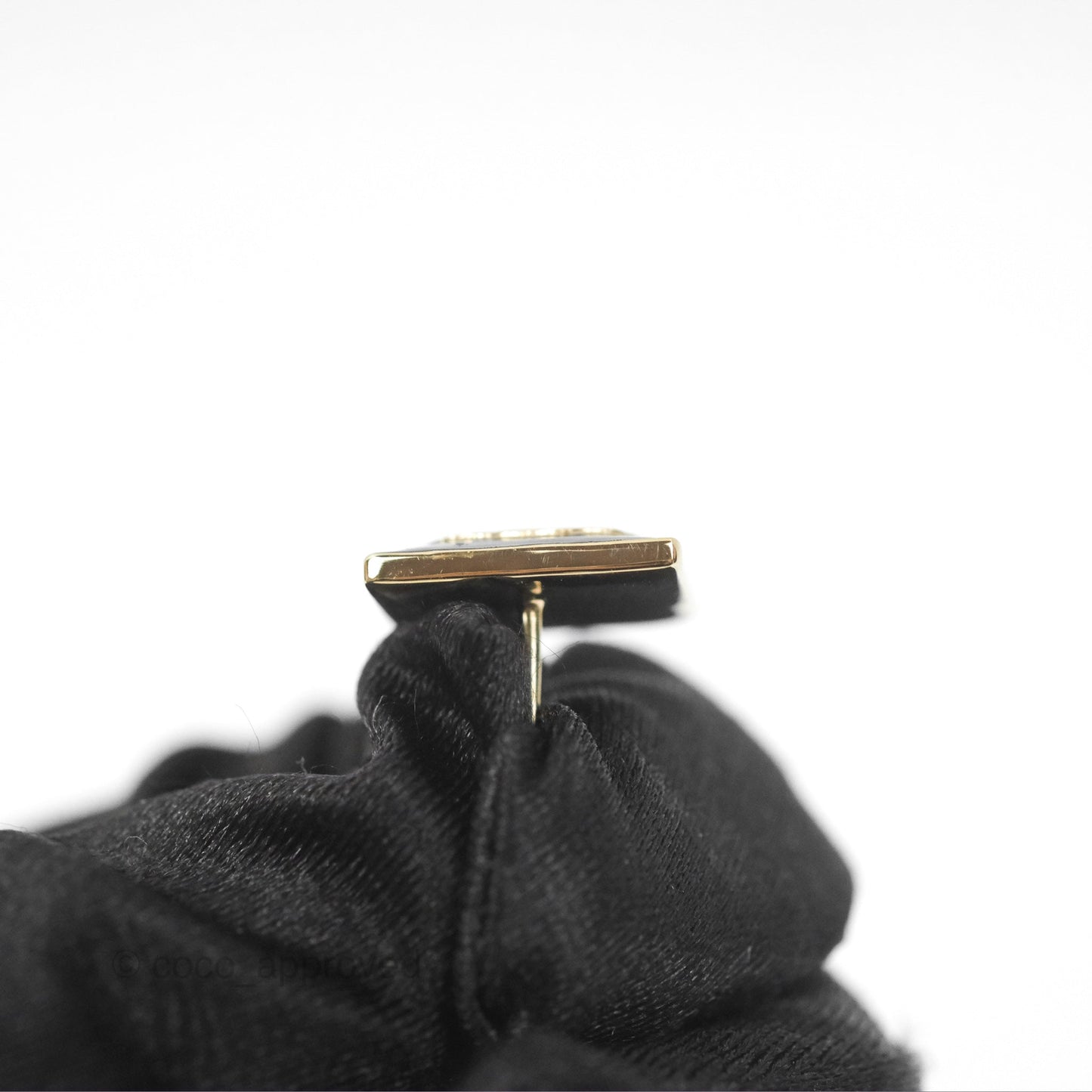 Chanel CC Square Earrings Black/ White Gold Tone 22A