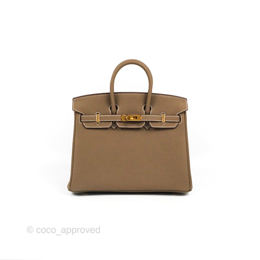 Hermes Birkin 25 Retourne Etoupe 18 Togo Gold Hardware