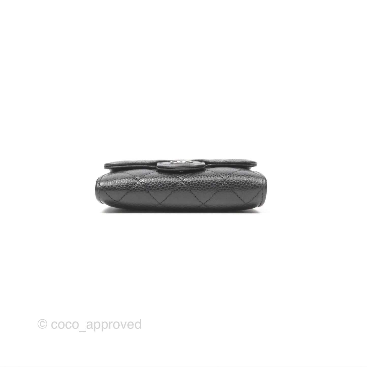 Chanel Classic Quilted Flap Card Holder Black Caviar Silver Hardware