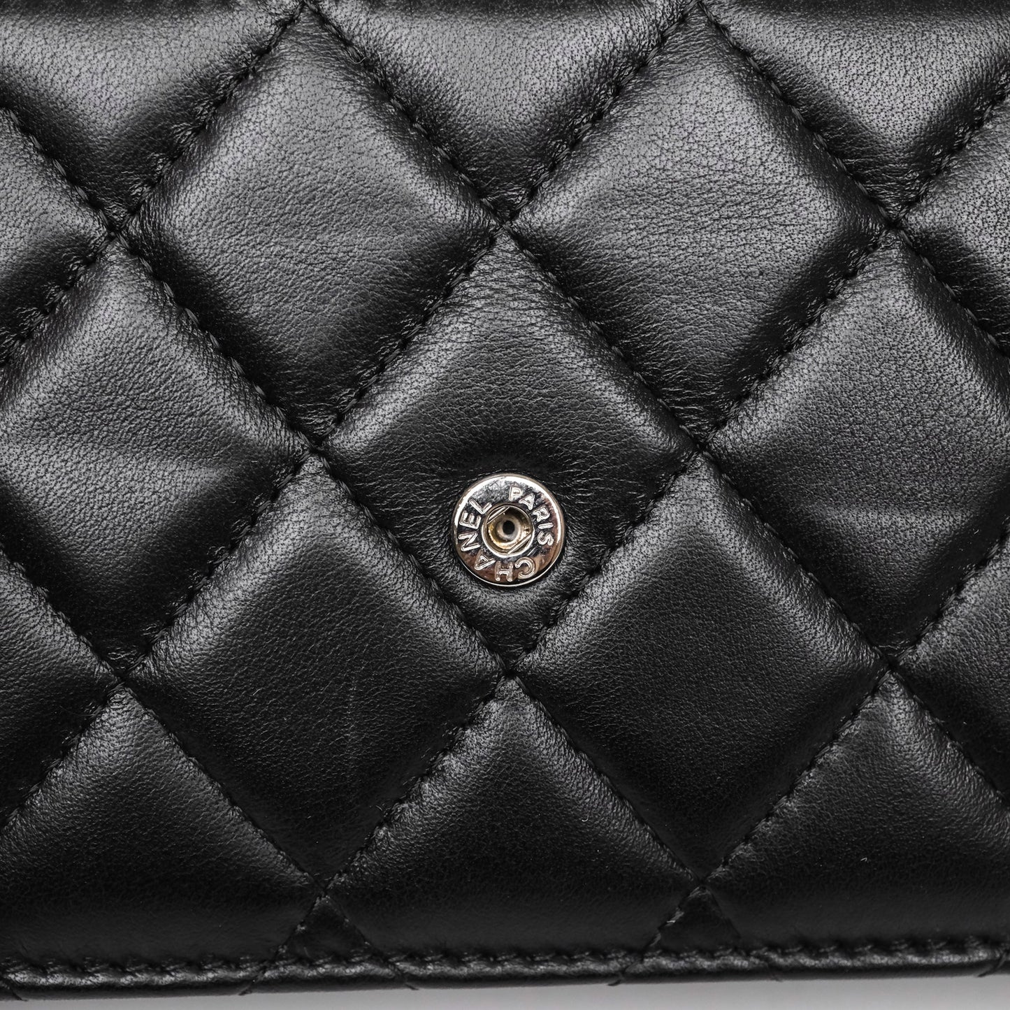 Chanel Cambon Line Wallet On Chain Black Lambskin Bag Silver Hardware