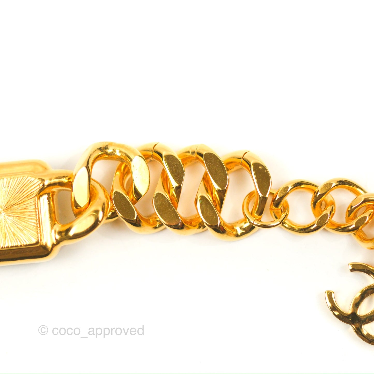 Chanel Chain CC Green Resin Bracelet Gold Tone 20K