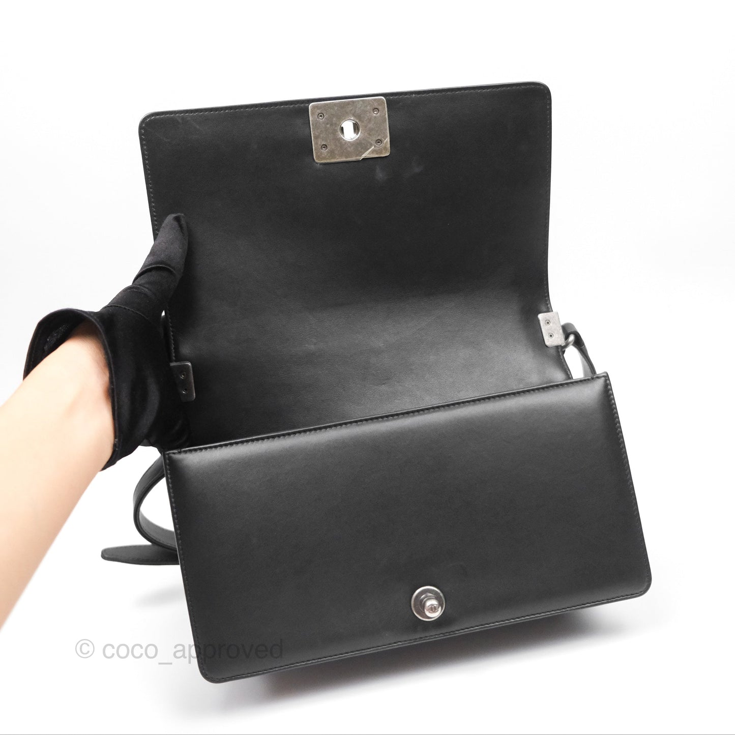 Chanel Medium Boy Quilted Black Calfskin Ruthenium Hardware