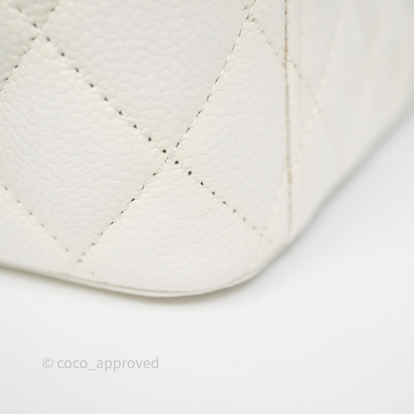 Chanel Logo Top Handle Vanity Rectangular White Caviar Aged Gold Hardware