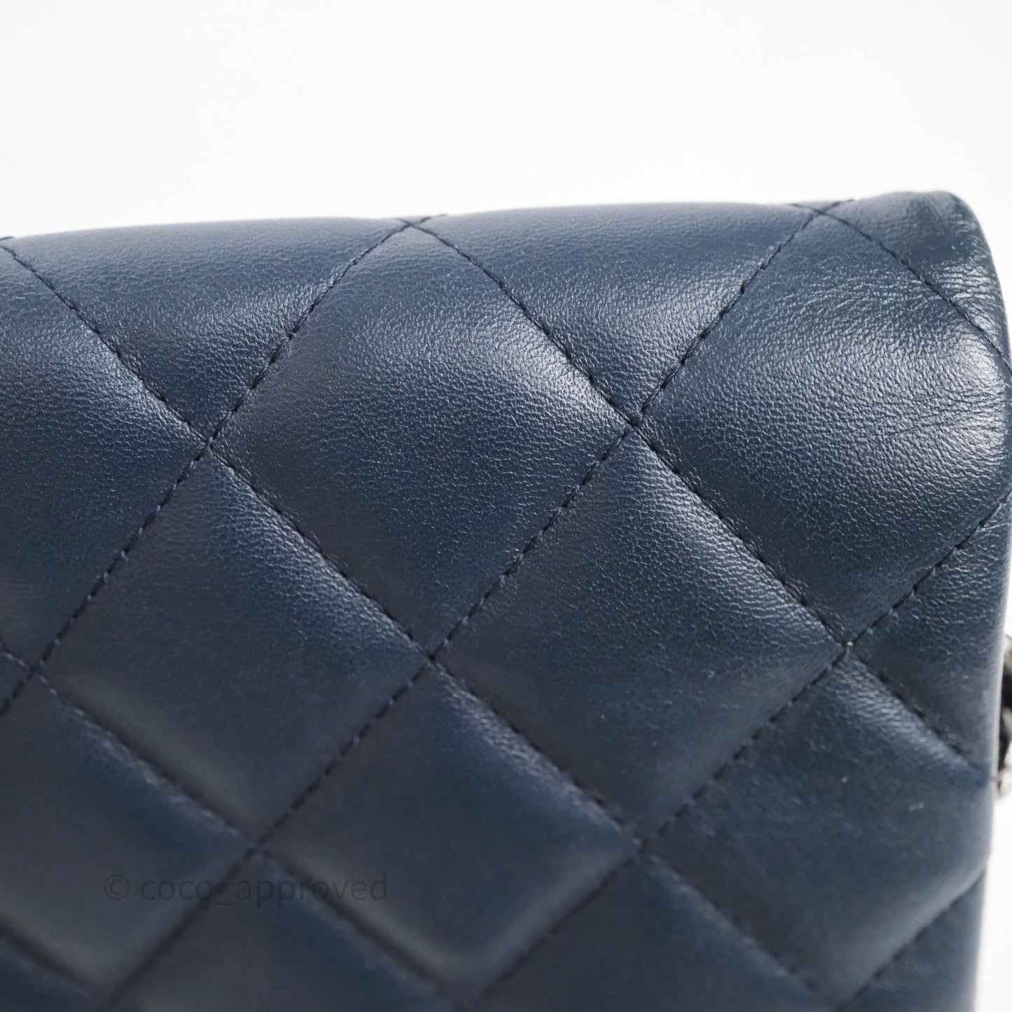 Chanel Quilted Clutch with Chain Lambskin Navy Gun Metal Hardware