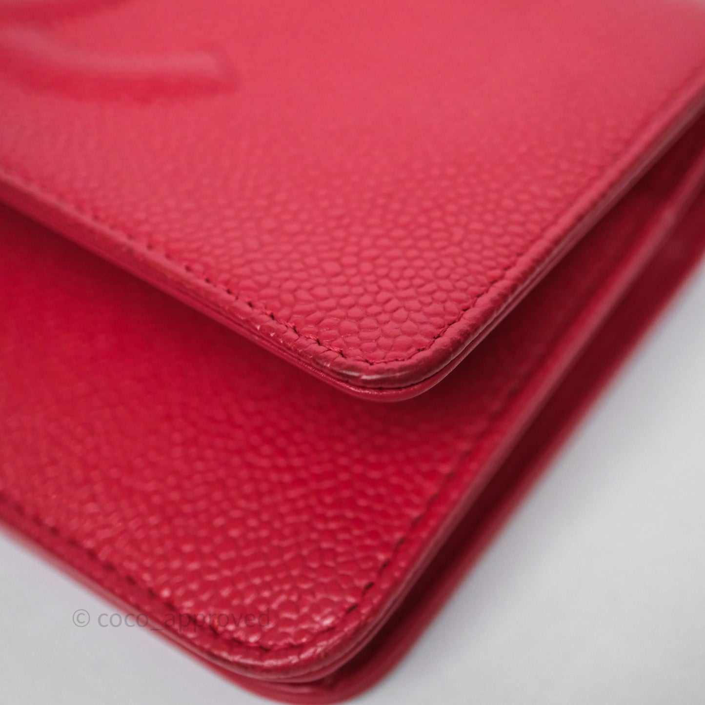 Chanel CC Wallet On Chain WOC Dark Pink Caviar Silver Hardware
