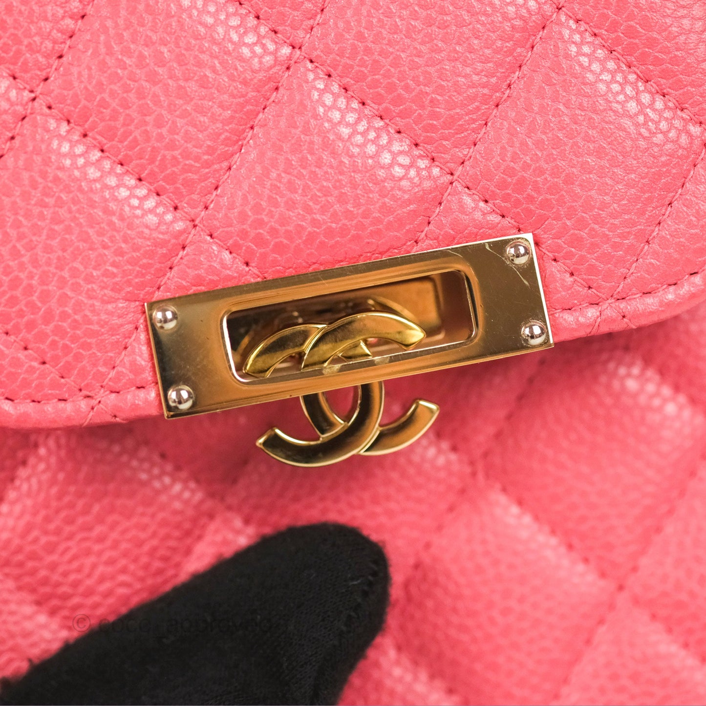 Chanel Golden Class Phone Holder With Chain Pink Caviar Gold Hardware