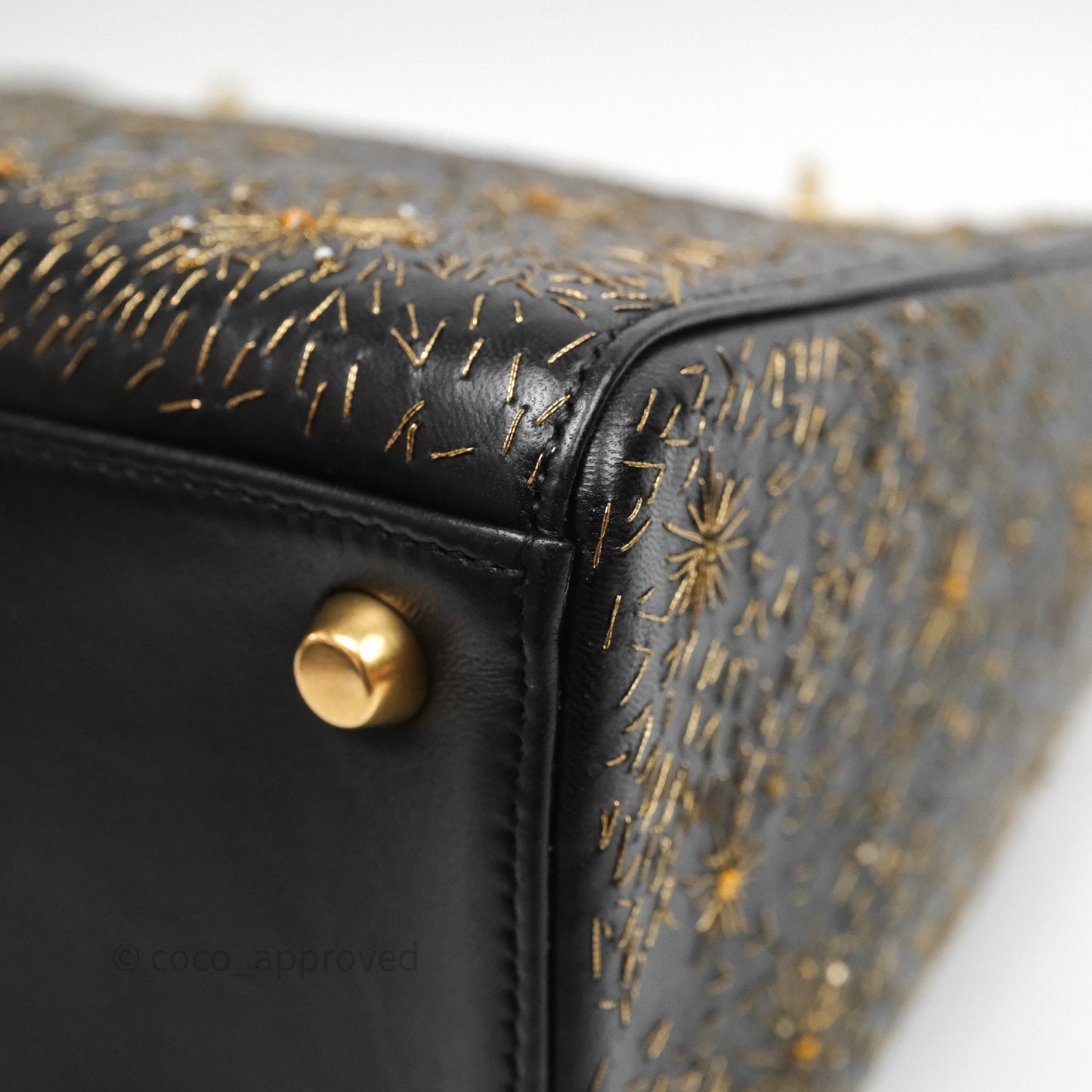 Christian Dior Medium Lady Dior Limited Edition The Moon In My EyesBag Black Calfskin Gold Hardware