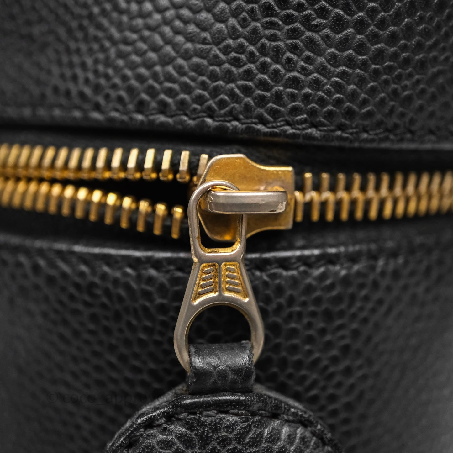 Chanel Vintage Vanity Case Black Caviar Gold Hardware