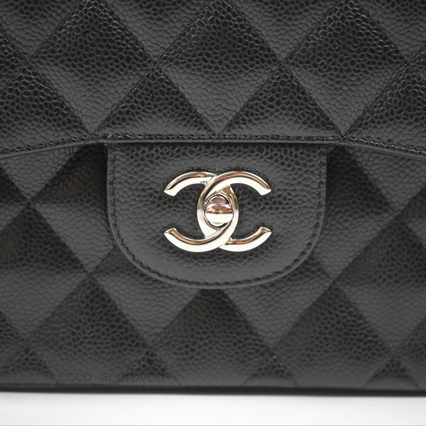 Chanel Jumbo Double Flap Quilted Black Caviar Silver Hardware
