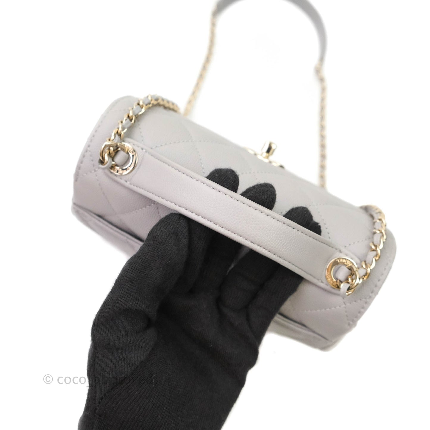 Chanel Quilted Small Business Affinity Flap Grey Caviar Gold Hardware