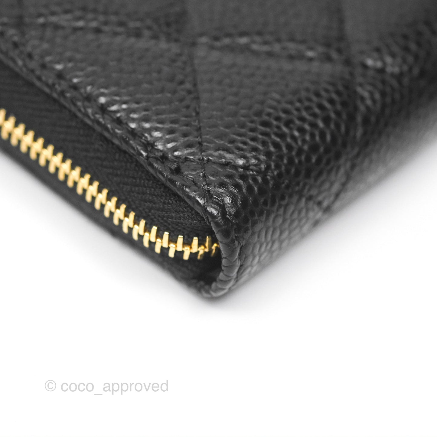 Chanel Quilted Zip Card Holder Black Caviar Gold Hardware