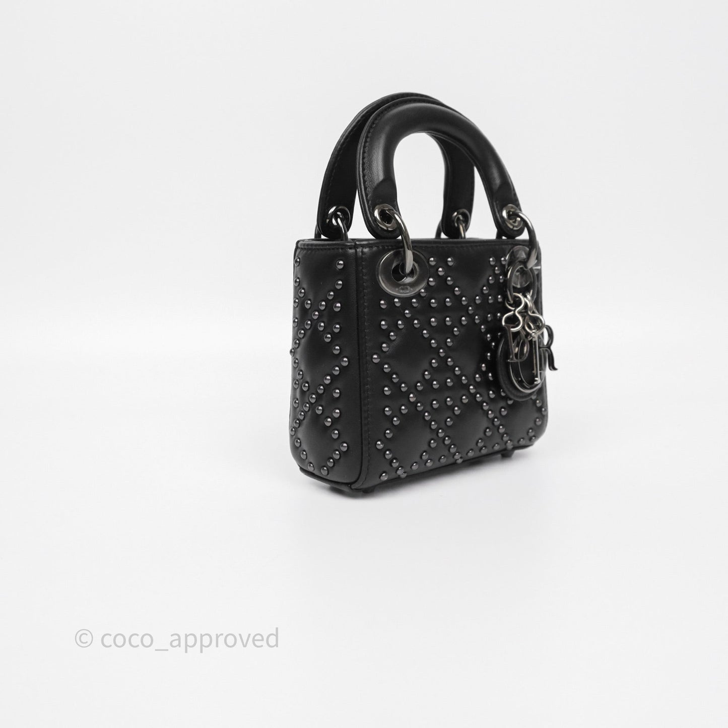 Christian Dior Micro Lady Dior Studded Cannage Black Lambskin