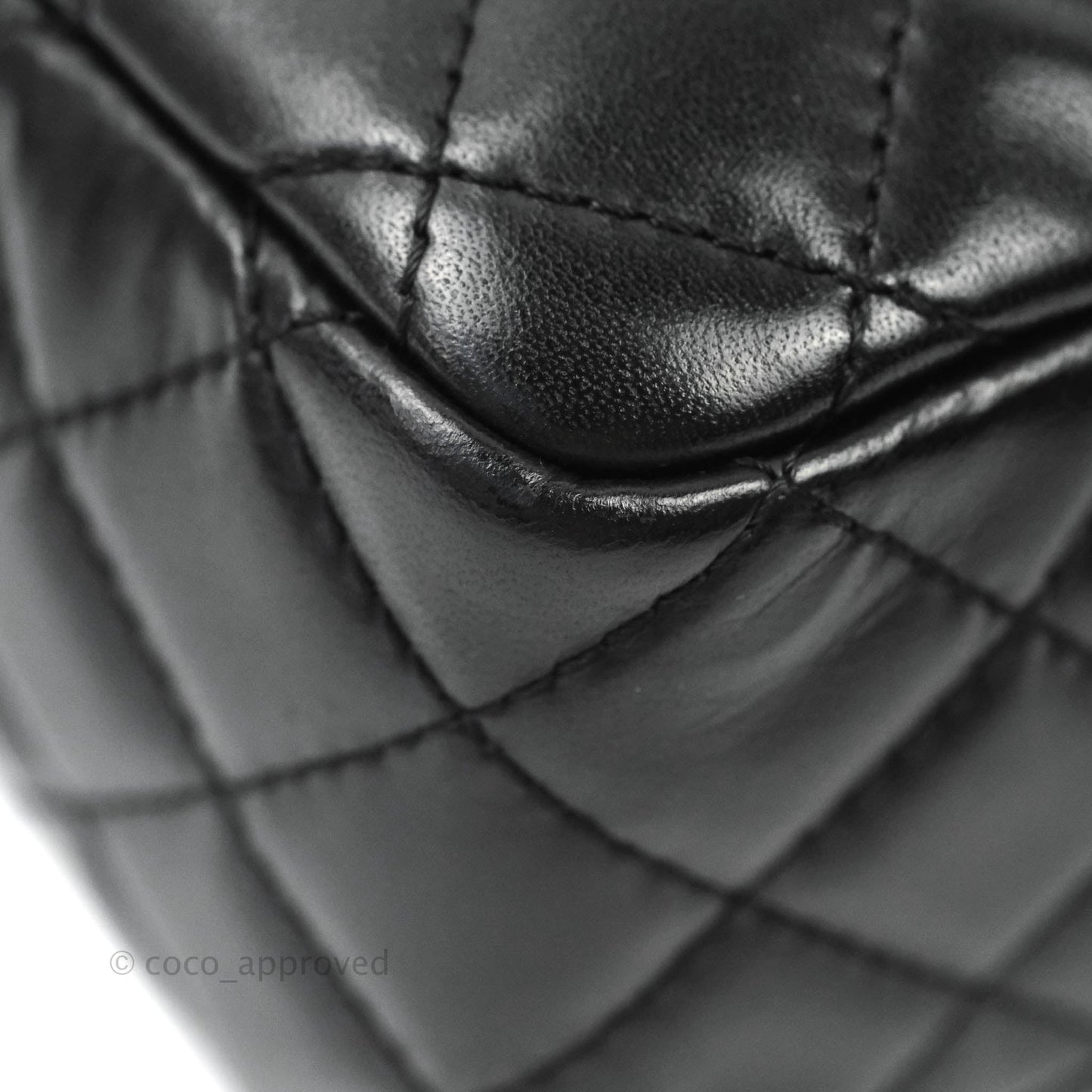 Chanel Quilted Camera Case Bag Black Lambskin Silver Hardware