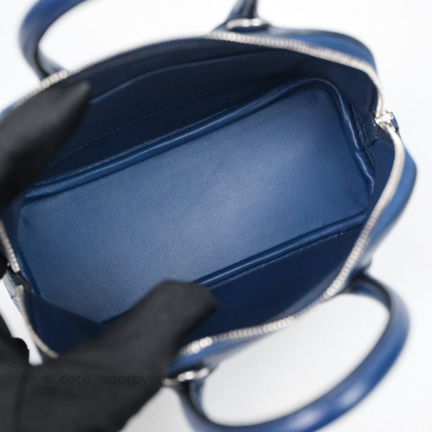 Hermès Bolide Mini 1923 Bleu Chèvre Mysore Palladium Hardware