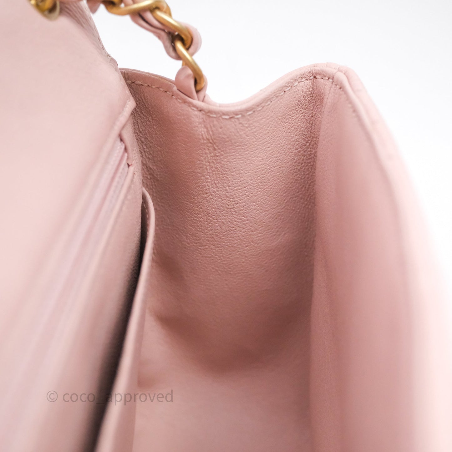 Chanel Mini Square Chevron Pink Calfskin Aged Gold Hardware