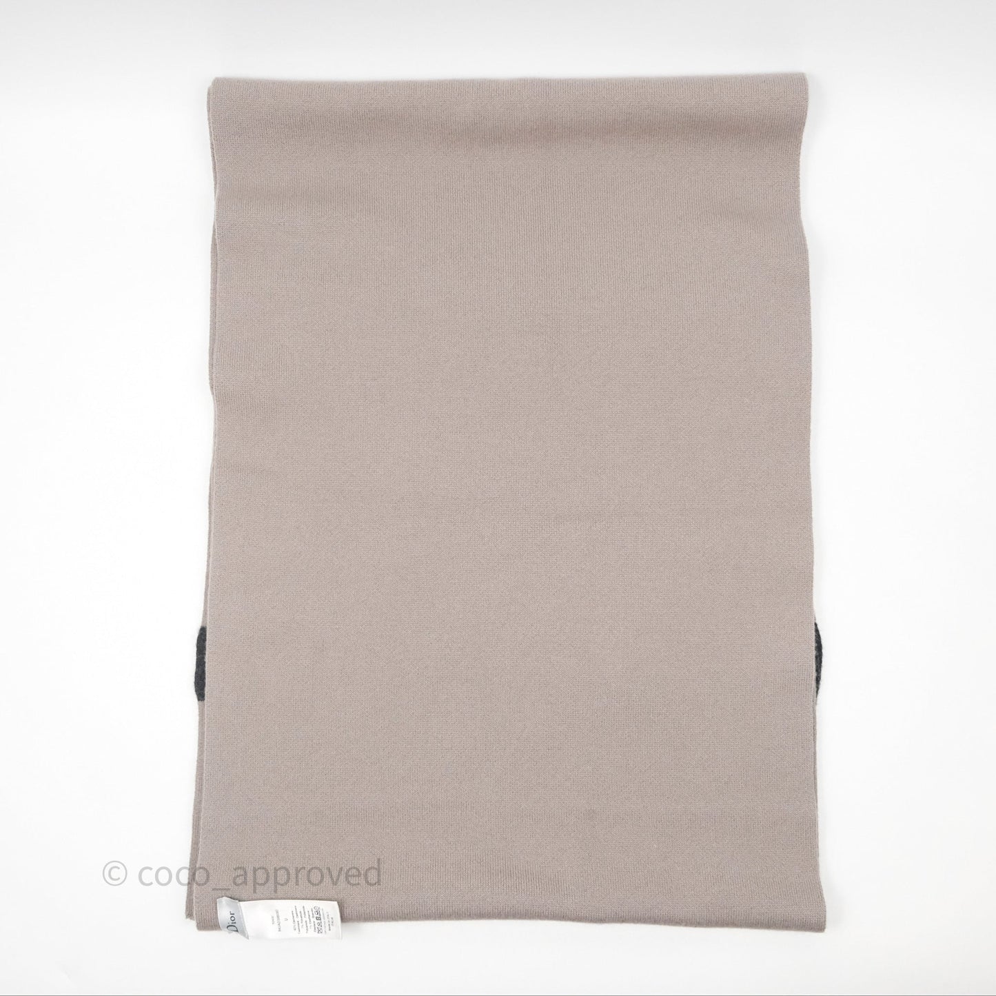 Christian Dior Logo Stripe Cashmere Scarf Taupe/ Black