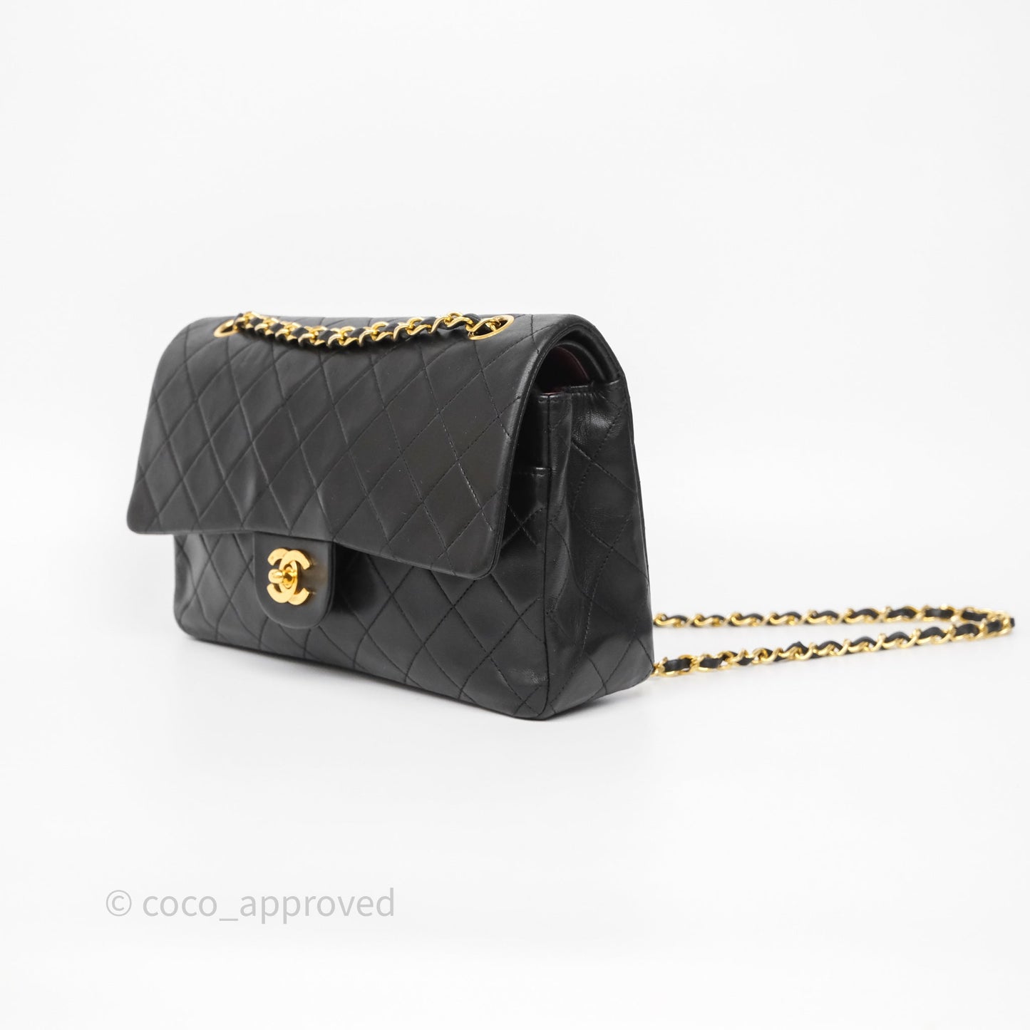 Chanel Vintage Medium Classic Flap Black Lambskin 24K Gold Hardware