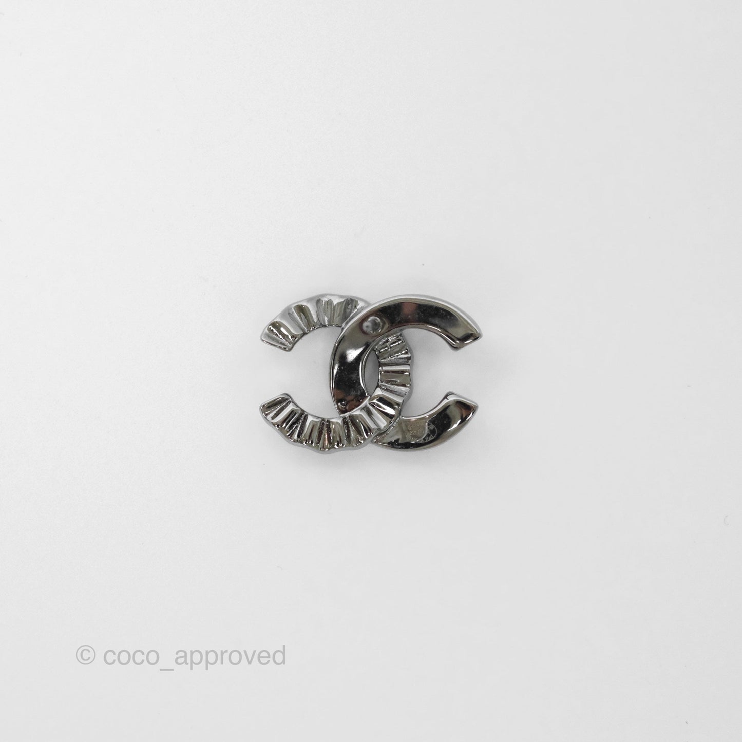 Chanel CC Half Crystal Earrings Silver Tone 21A