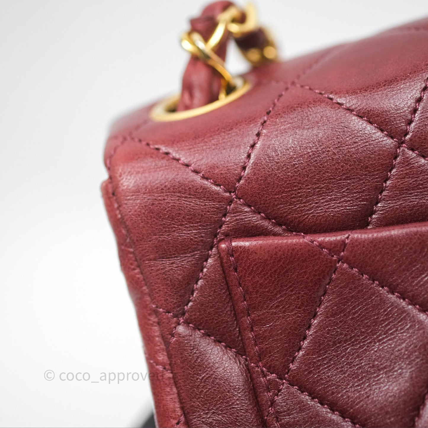 Chanel Vintage Mini Square Burgundy Lambskin 24K Gold Hardware
