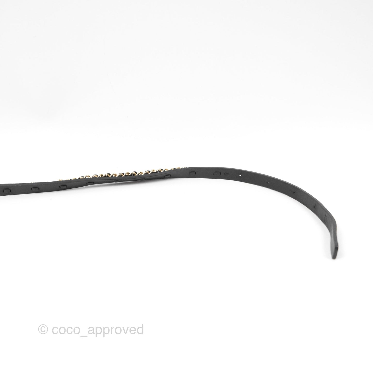 Chanel CC Leather Chain Belt Black Gold Tone 22S