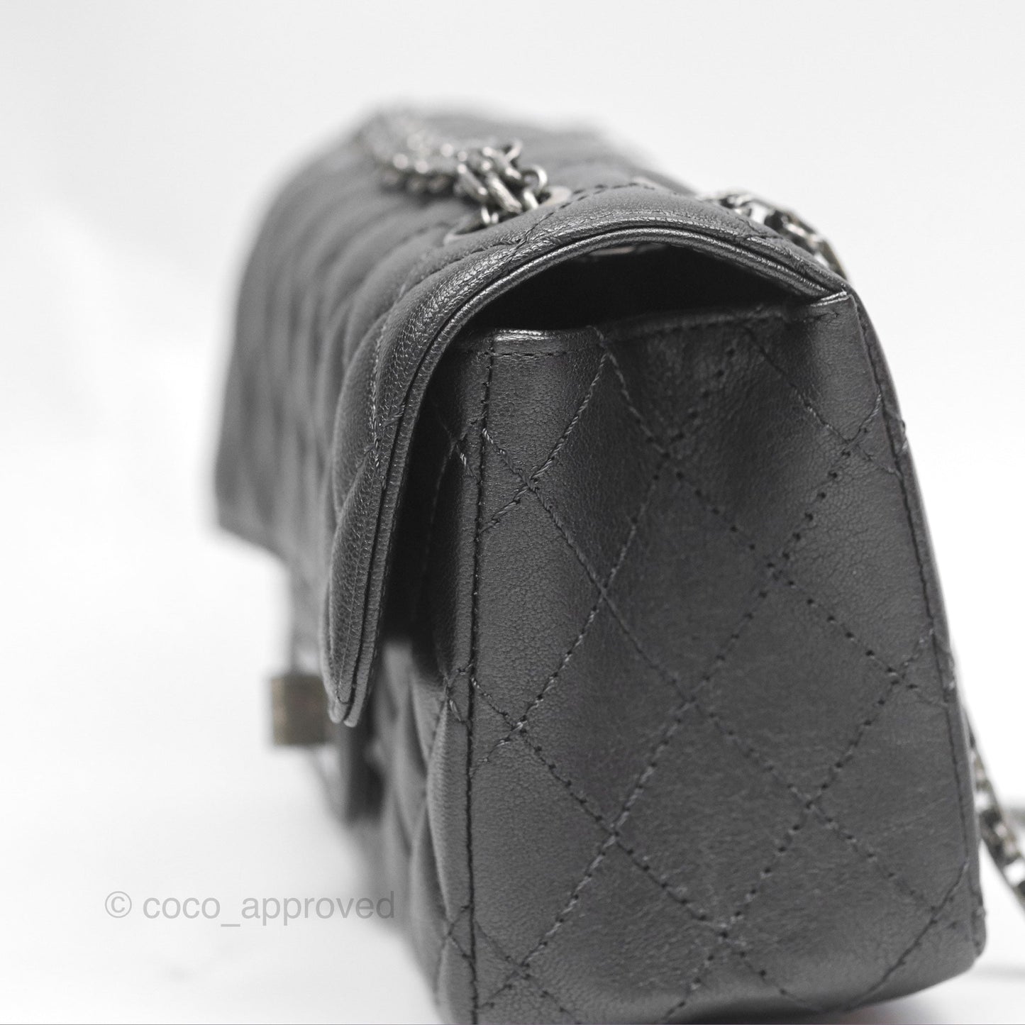 Chanel Mini Reissue 224 Dark Grey Grained Calfskin Ruthenium Hardware